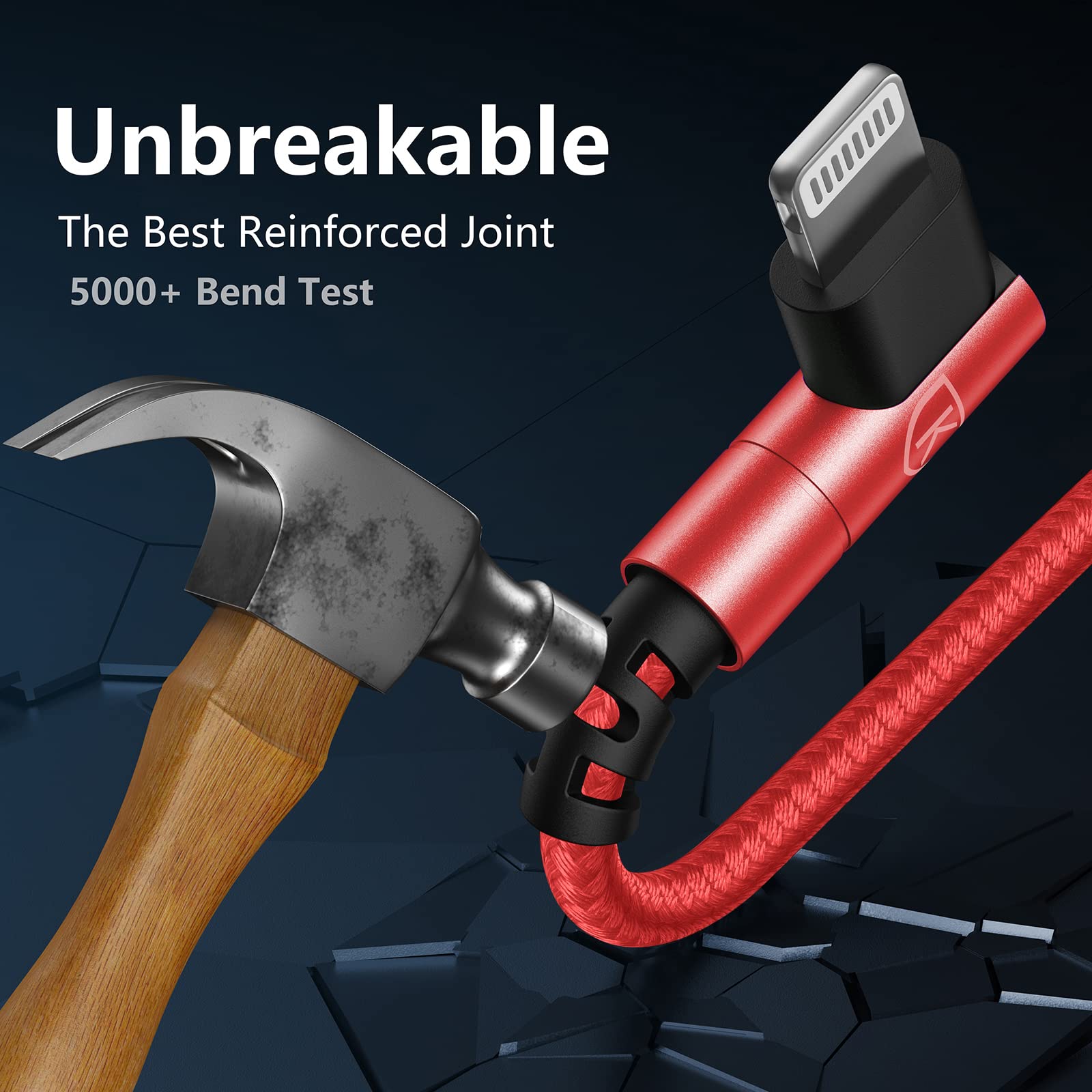 10Ft Iphone Charger Cable,3Pack 90 Degree Charging Cable, [Apple Mfi Certified] Long Lightning Cable Fast Charging Cord Compatible For Iphone 14/13/12/11/Pro/Max/Mini/X/Plus/8/7/6/Plus/   Red