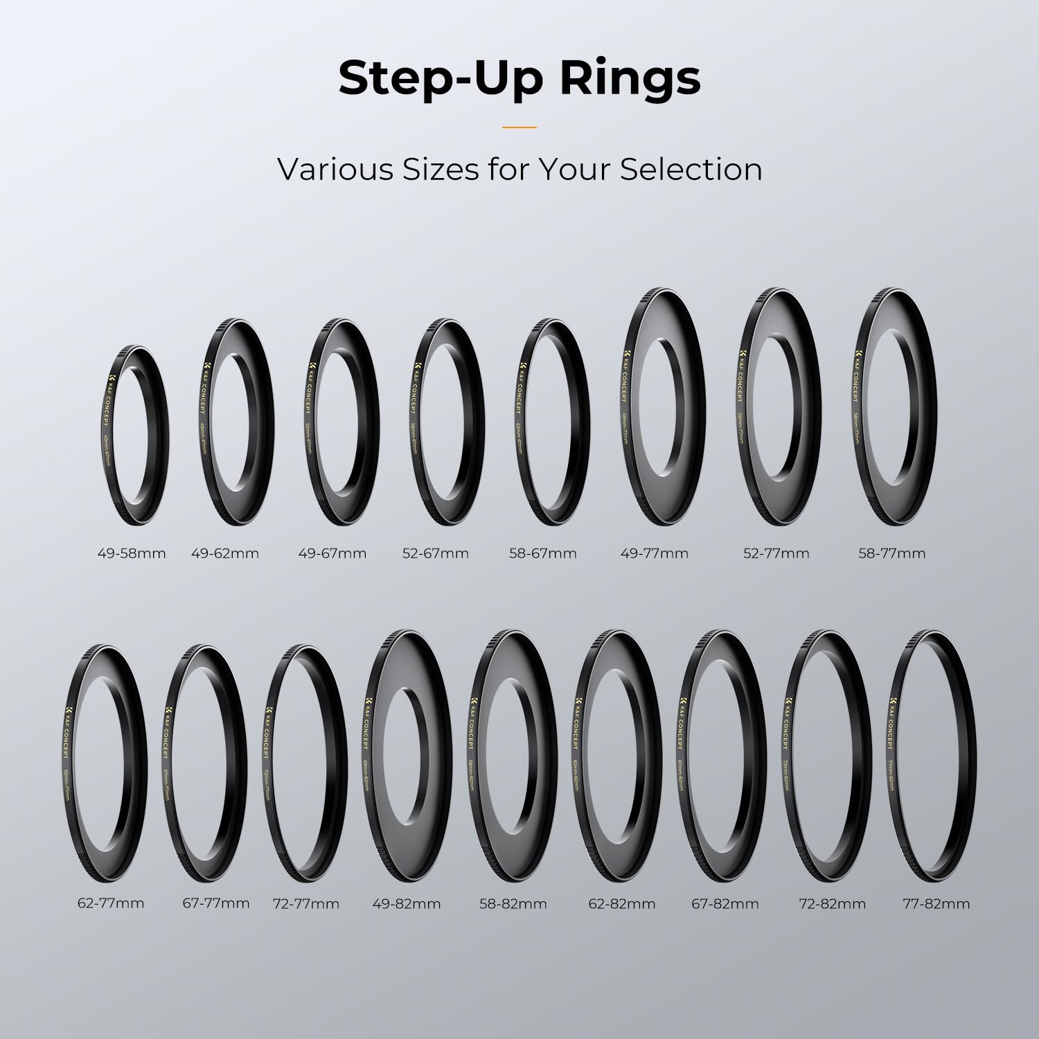 K&F Concept 77Mm To 82Mm Step Up Lens Filter Adapter Ring Cnc Machined Brass Filter Adapter Rings, For 77Mm Lens Install 82Mm Filter