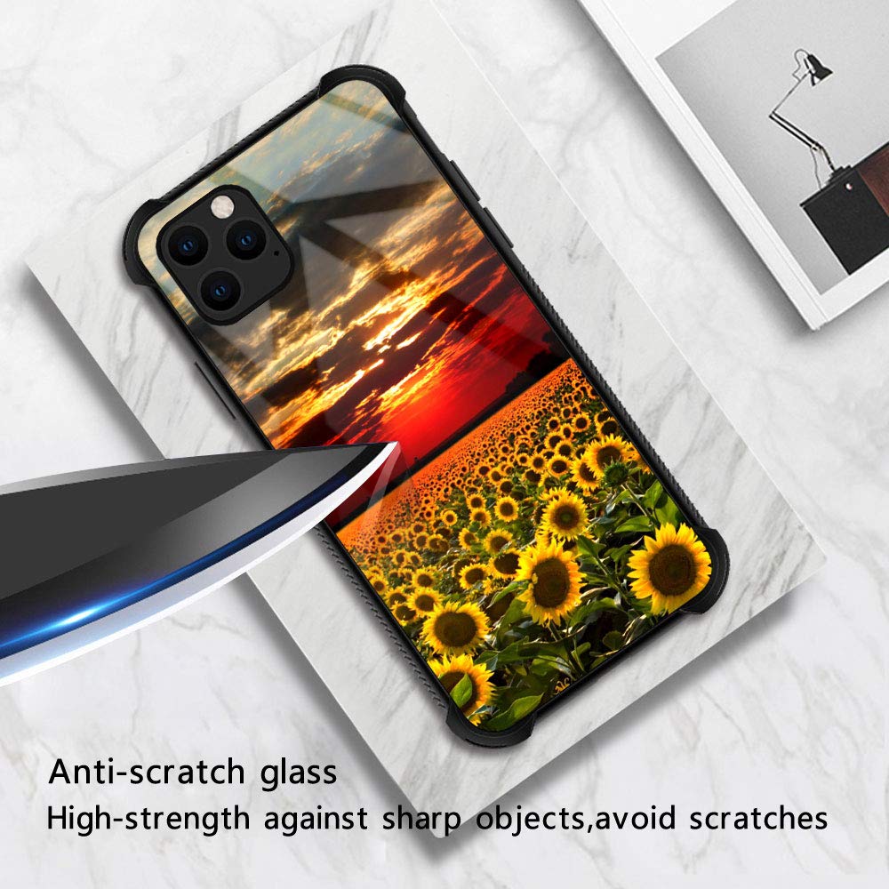 Zhegailian Case Compatible With Iphone 12 Mini,Sunflowers Field Case For Iphone 12 Mini For Girls Women,Pattern Design Anti Scra