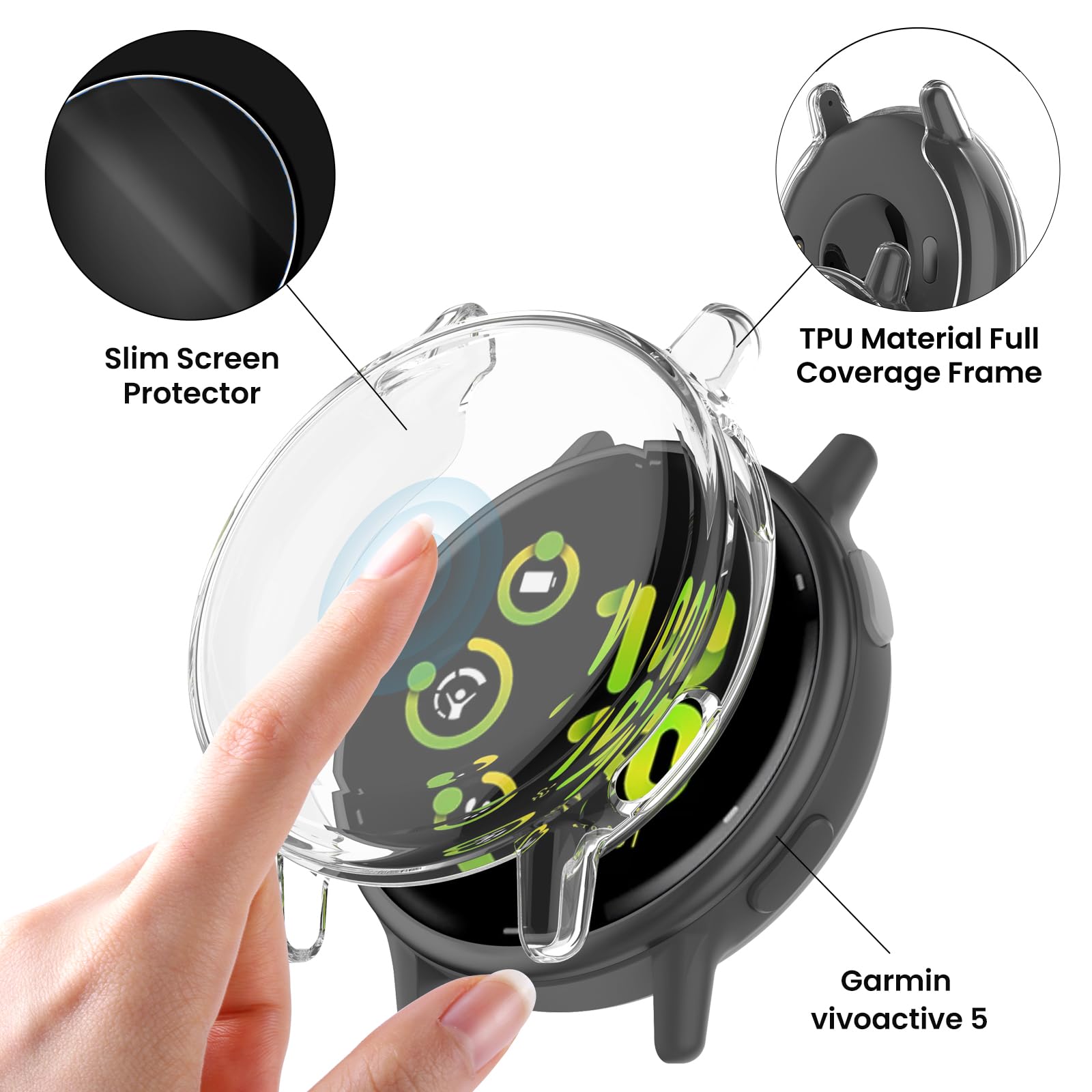 Compatible With Garmin Vivoactive 5 Watch Case Cover, Replacement Tpu Protective Case Cover With Screen Protector For Garmin Viv