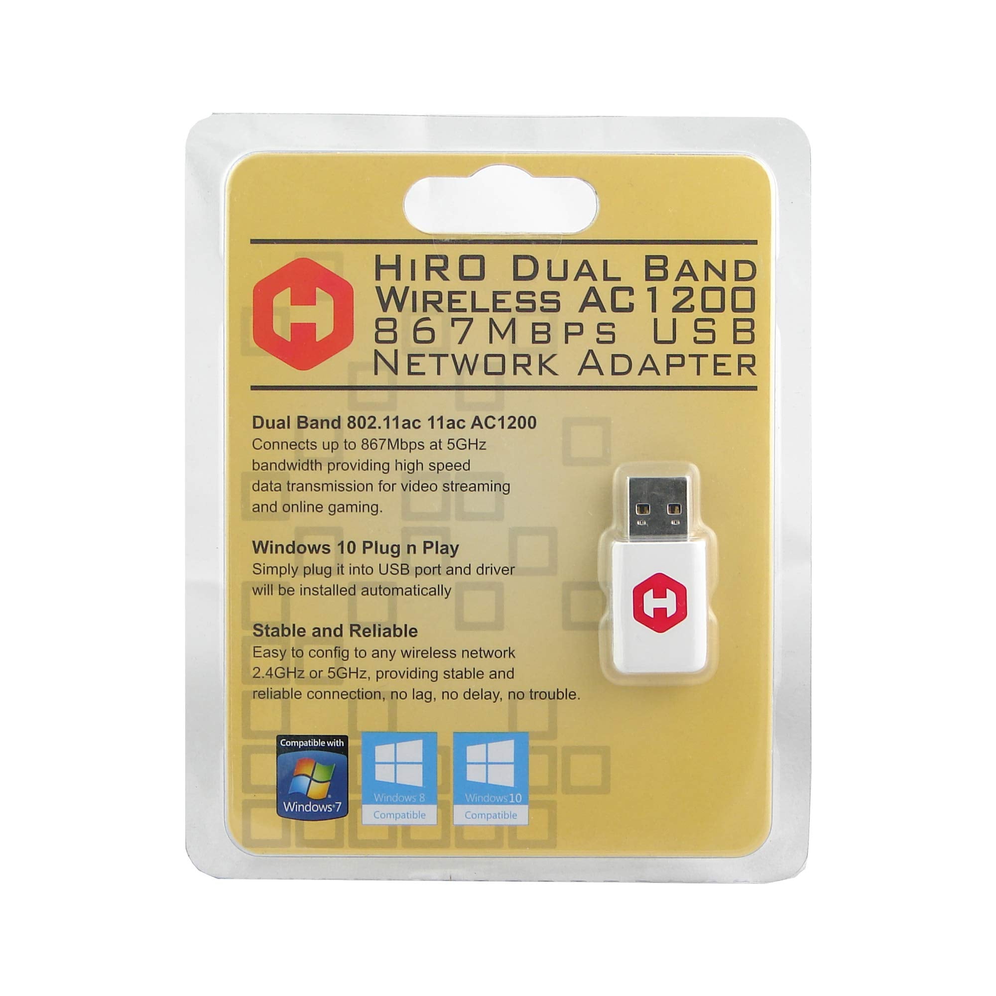 Hiro Network H50354 AC1200 DualBand 802.11ac 5G 867Mbps WiFi USB Network ADT