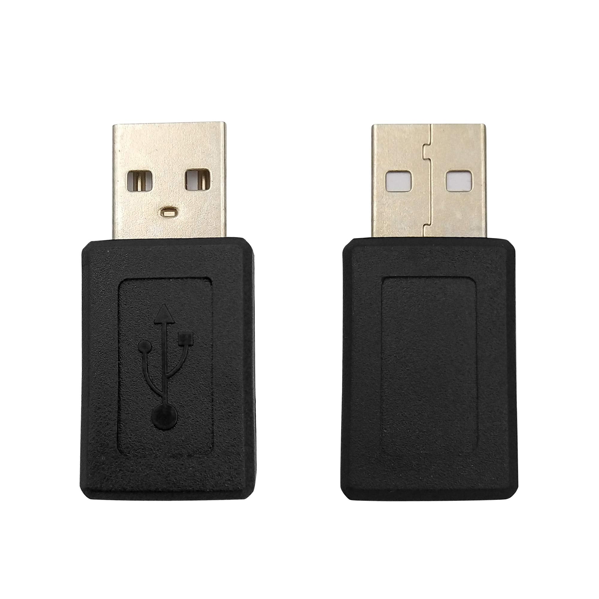 Posdou USB 2.0 A Male to Micro USB B Female Connector Adapter Black (2 Pack)