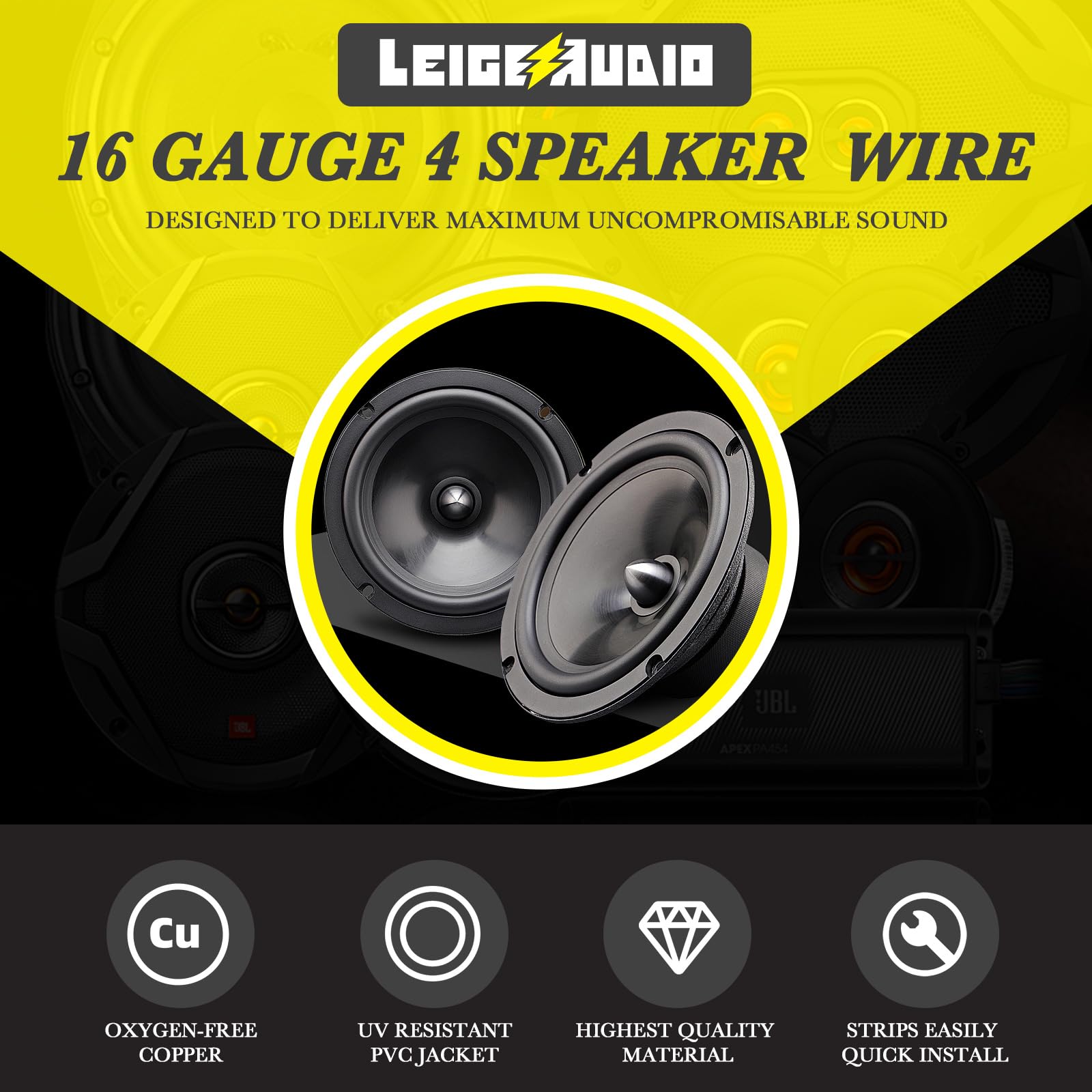 Leigesaudio 20 Feet 9 Conductor Speaker Wire/Cable   16 Awg 100% Ofc, Ultra Flex And Easy Peel Jacket, Ture Copper With Color Co