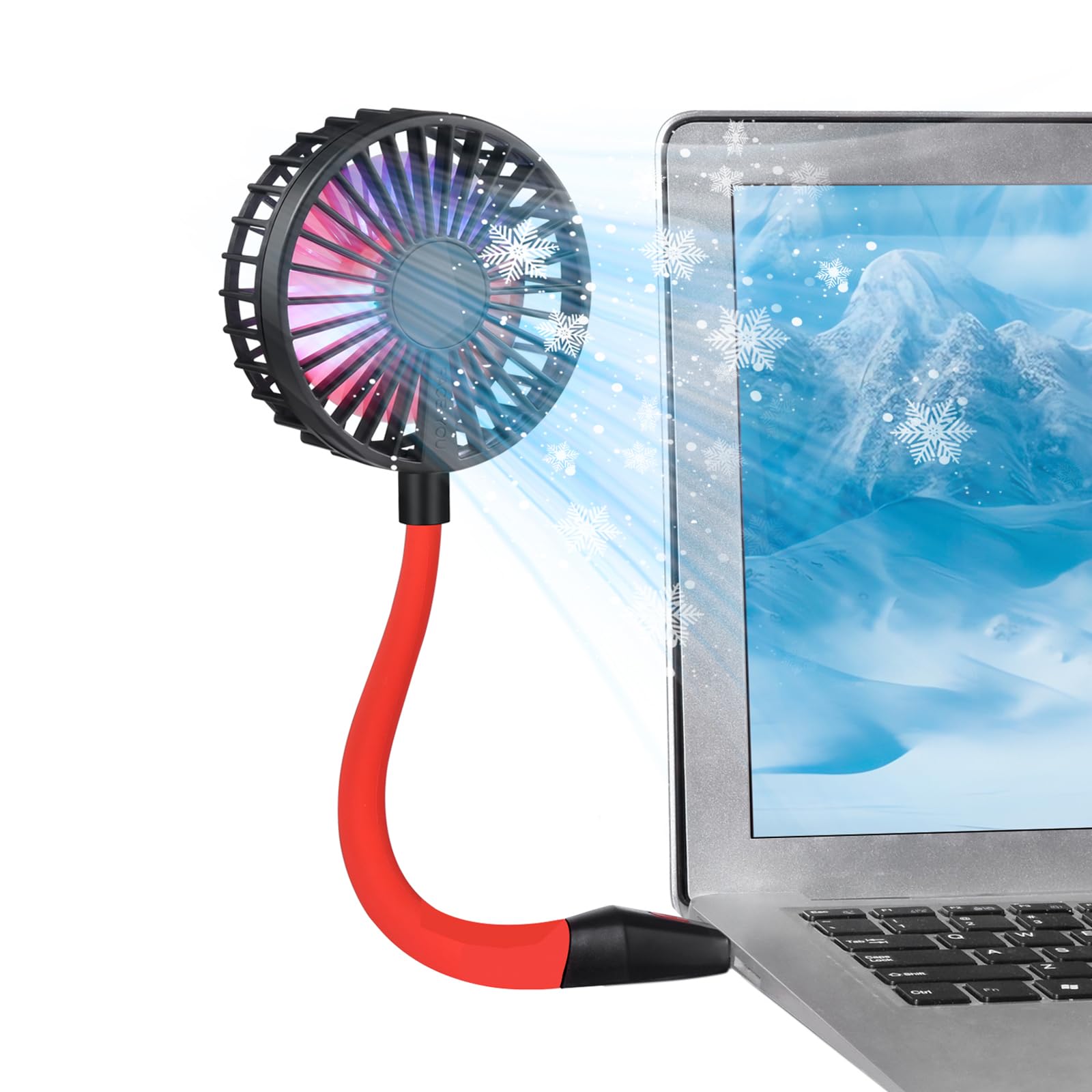 Glovion Usb Fan Mini Desk Fan Usb Powered Personal Fan 3 Speeds Strong Airflow Portable Fan With Night Light, On/Off Button, Fle