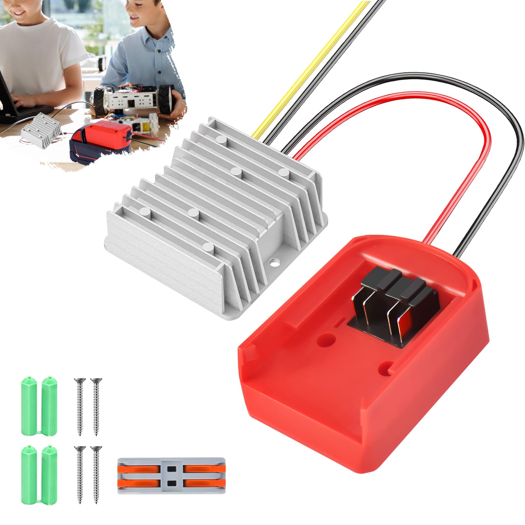 18V To 12V Step Down Converter For Milwaukee M18 Batteries, M18 Power Wheels Battery Adapter 10A 120W Buck Regulator With Upgrad