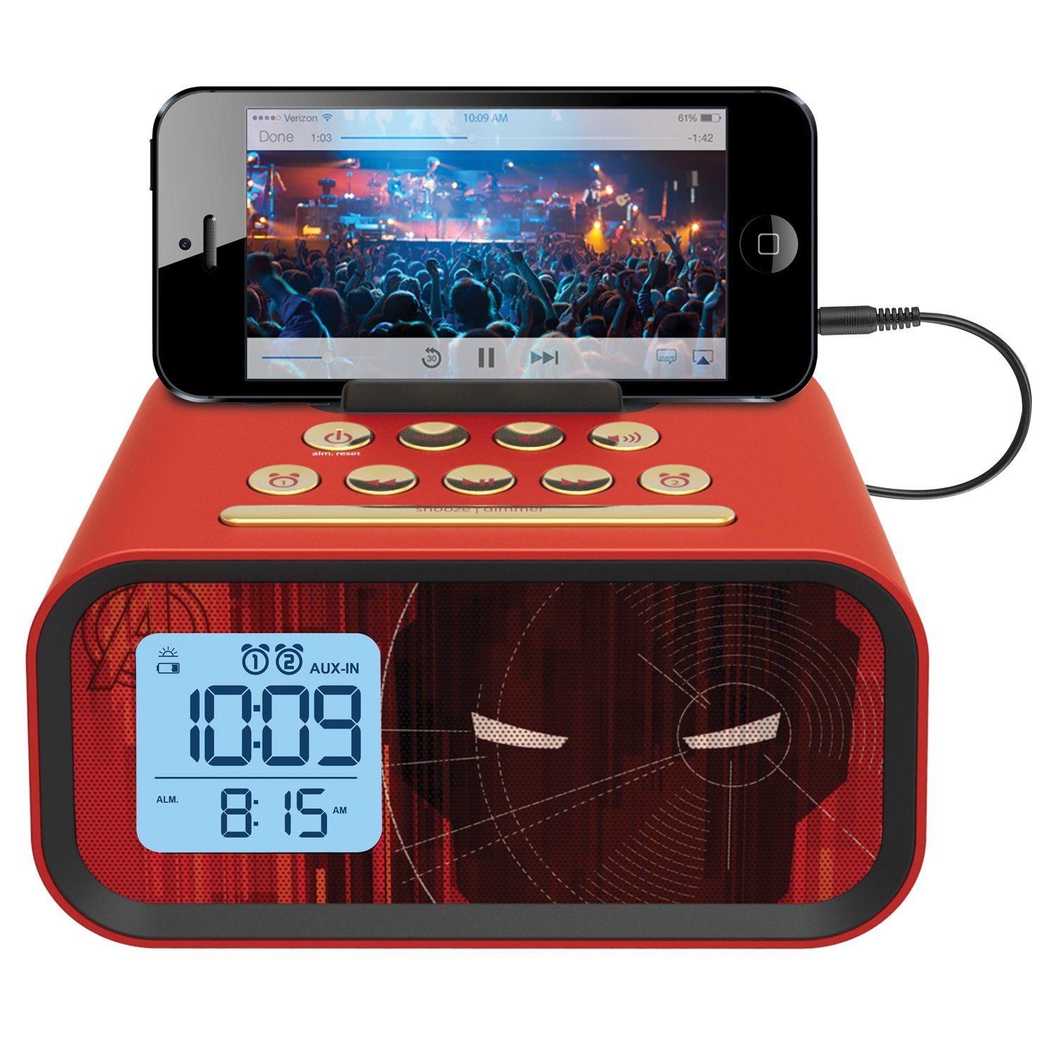 Iron Man Dual Alarm Clock Speaker System (Mr-M23)