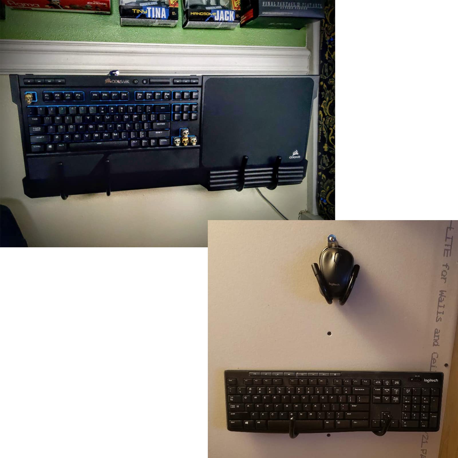 2 Pack Universal Keyboard And Mouse Wall Mount Storage Organizer, Keyboard & Mouse Wall Clip Wall Hanger Wall Display Storage Ho