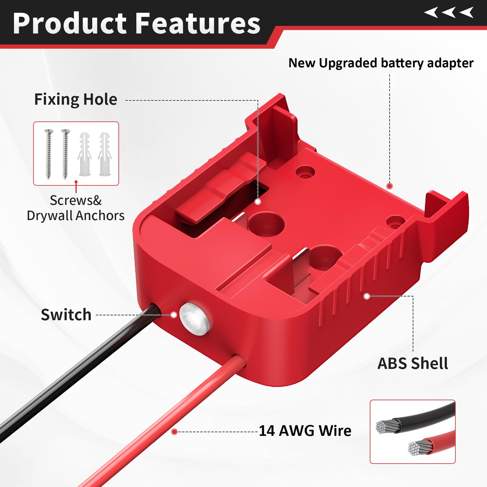 Kzreect Battery Adapter With Switch, Over Discharge Protection, Compatible With Milwaukee 18V Battery, Converter For Diy Rc Car
