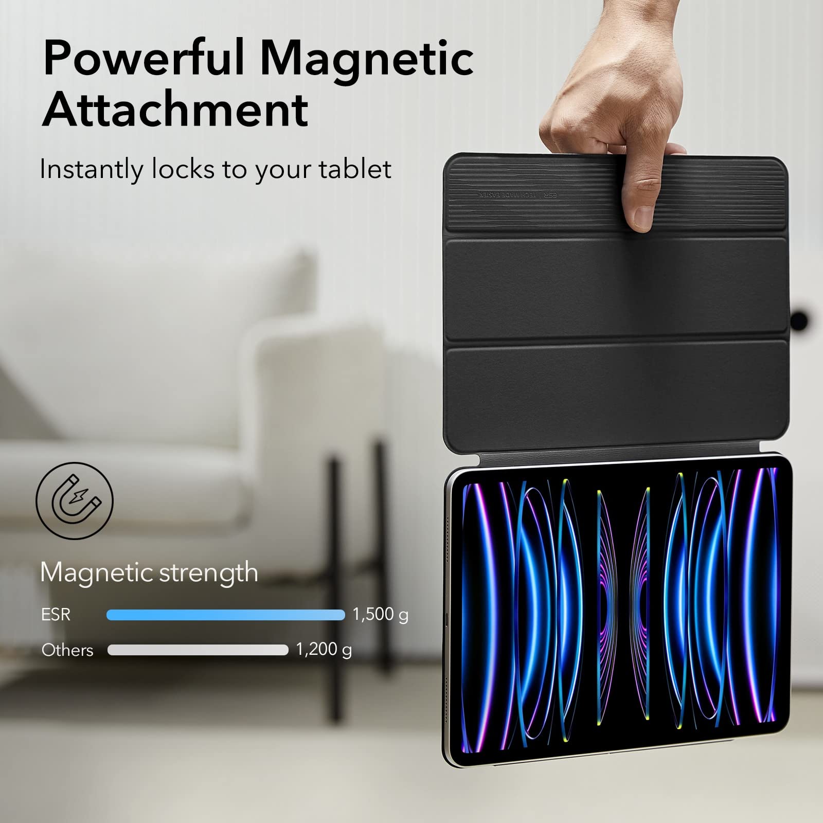 Esr For Ipad Pro 11 Inch Case, Ipad Pro 11 Folio Case (2022/2021/2020, 4Th/3Rd/2Nd Generation), Convenient Magnetic Attachment, 2 Way Stand, Full Pencil 2 Support, Rebound Magnetic Case, Black