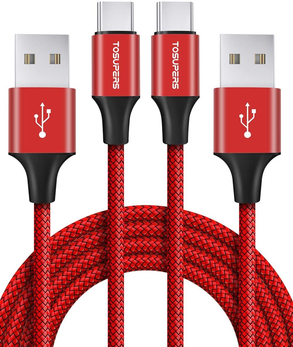 Tosupers Usb C Cable 6.6Ft, 2 Pack, 3A Fast Charging, Usb A To Type C Charger Cable Braided For Iphone 15 Pro Max/Plus, For Sams