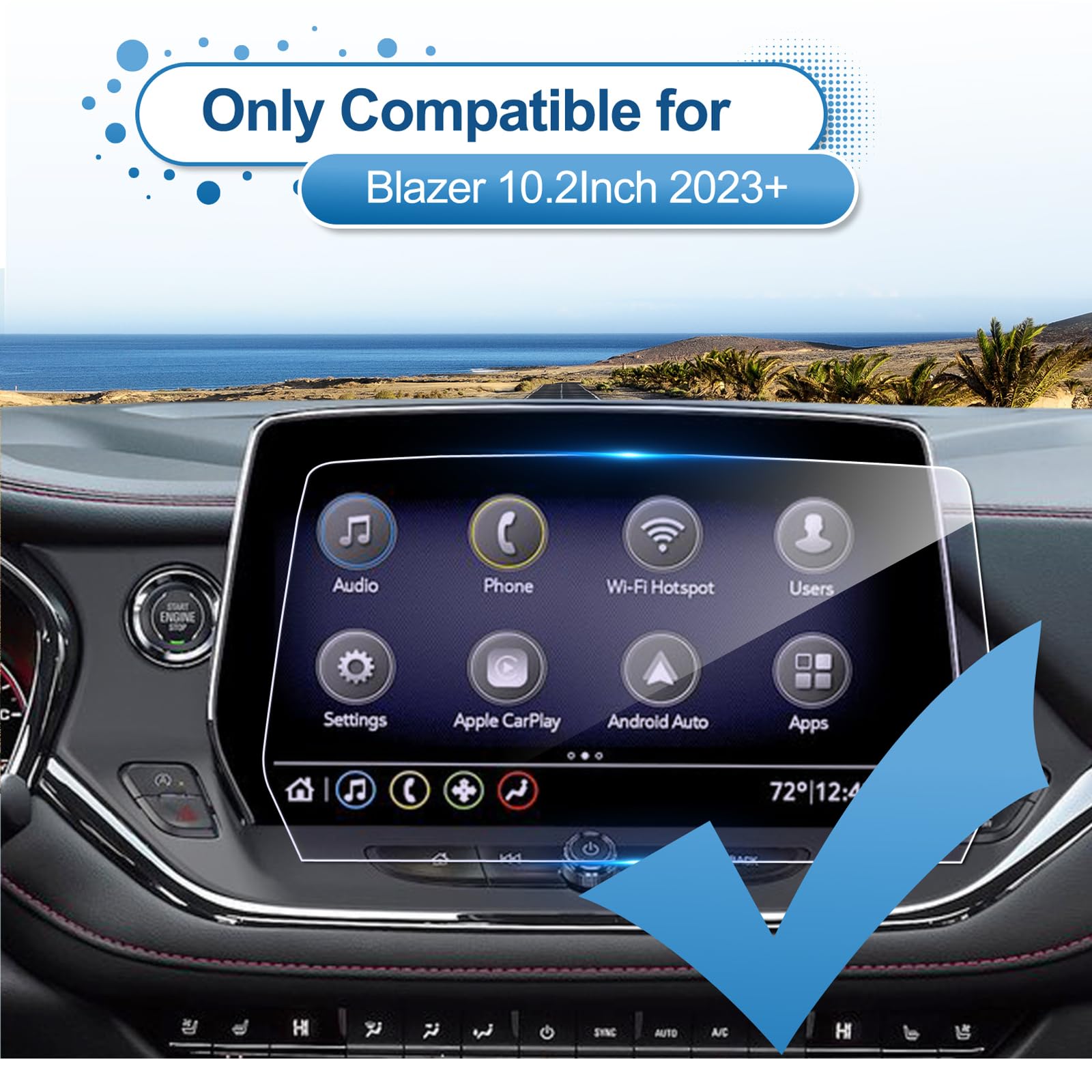 Coleya Updated 2023 2024 Chevy Blazer Screen Protector For Chevrolet Blazer (2Lt/3Lt/Rs/Premier) 10.2 Inch Touch Screen, 9H Temp