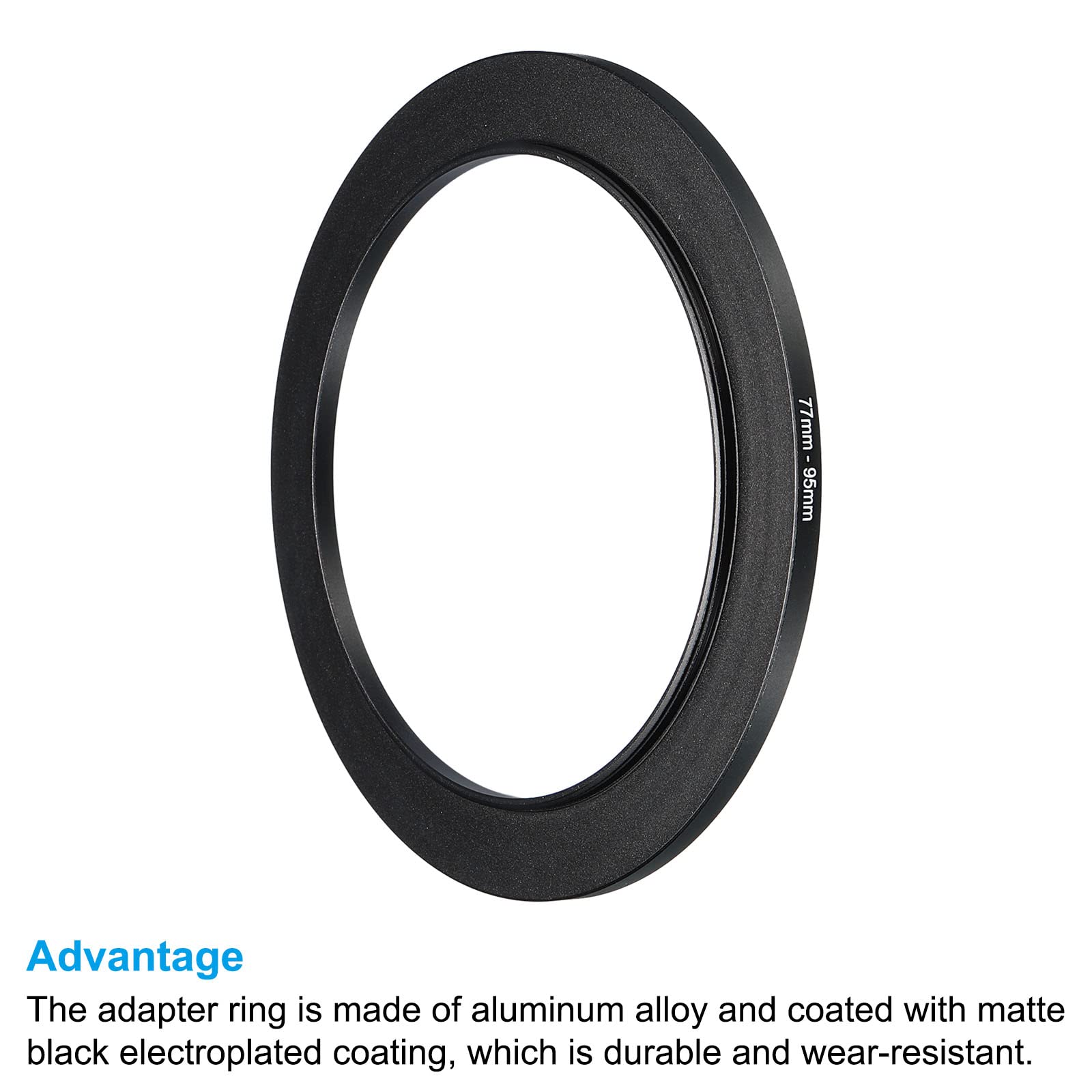 Patikil 77Mm 95Mm Metal Step Up Ring, Camera Lens Filter Adapter Ring Aluminum Filter Adapter Ring For Camera Lenses Hood, Black