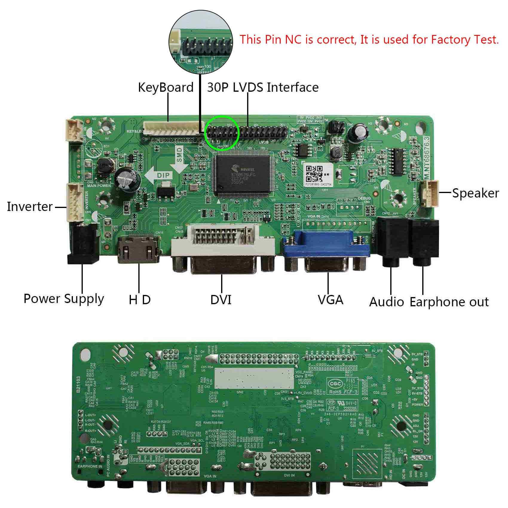 Vsdisplay Hd Mi Vga Dvi Audio Lcd Controller Board Kit For Ltm184Hl01 C01 1920X1080 15.6 17.3 Inch Panel Screen B156Hw01 V0 V4 V