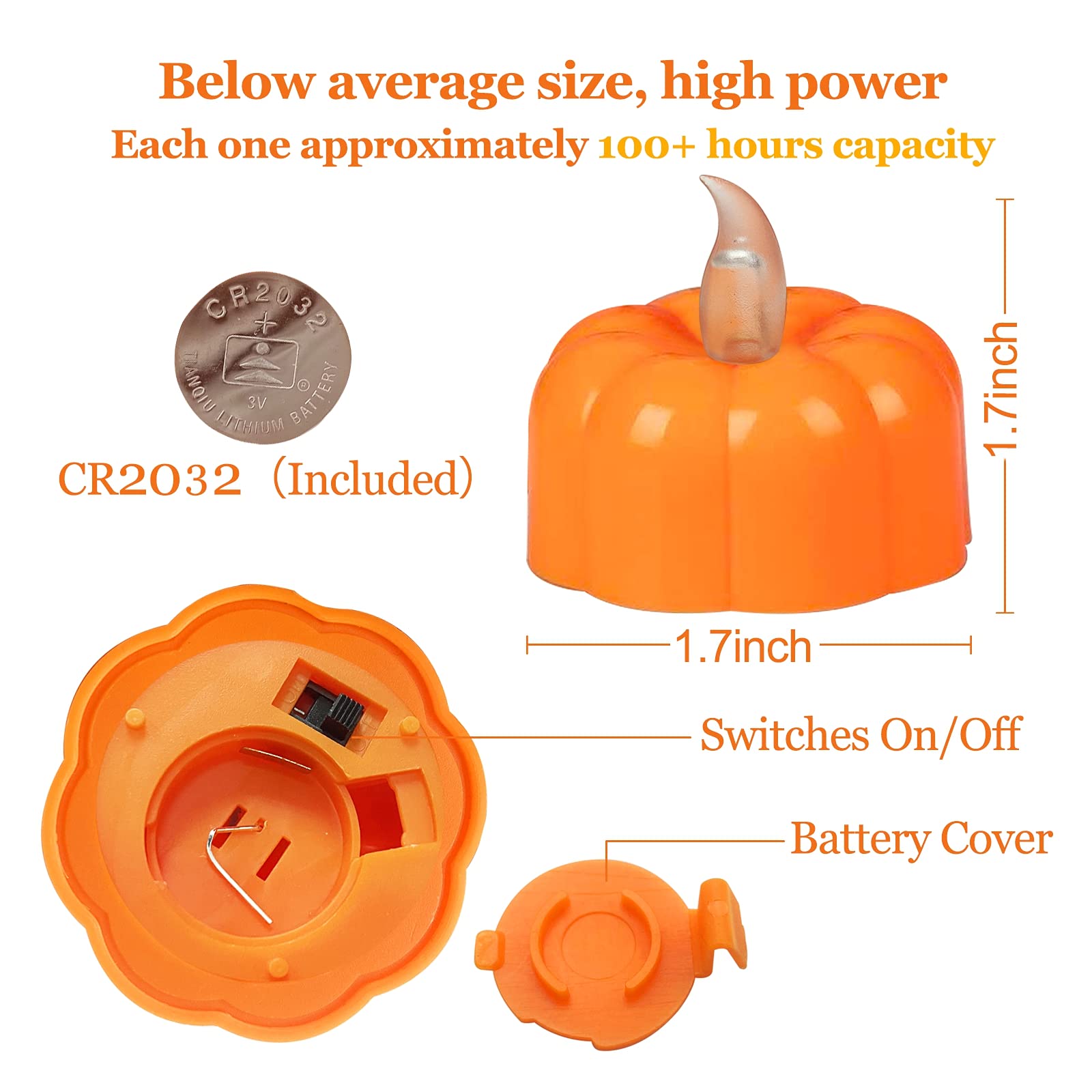 Turnmeon 12 Pack Fall Pumpkin Tea Lights, Led Pumpkin Flame Less Candles Battery Operated Fall Decoration Flickering Candles For