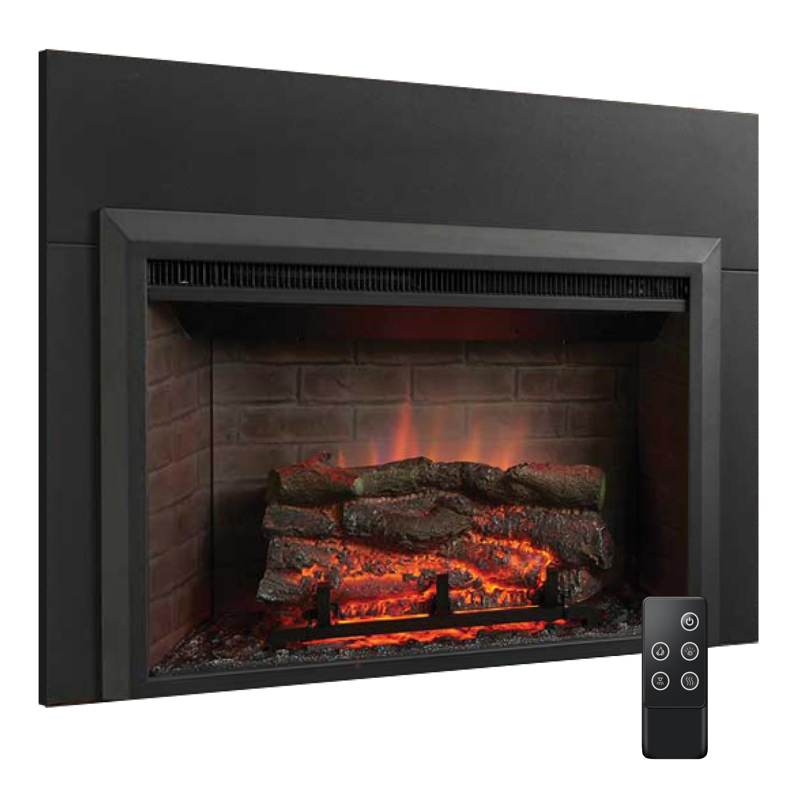 SimpliFire Electric Fireplace Insert, 32-Inch Electric Heater with Small Surround & Textured Logs, 1500W Room Heater with Remote