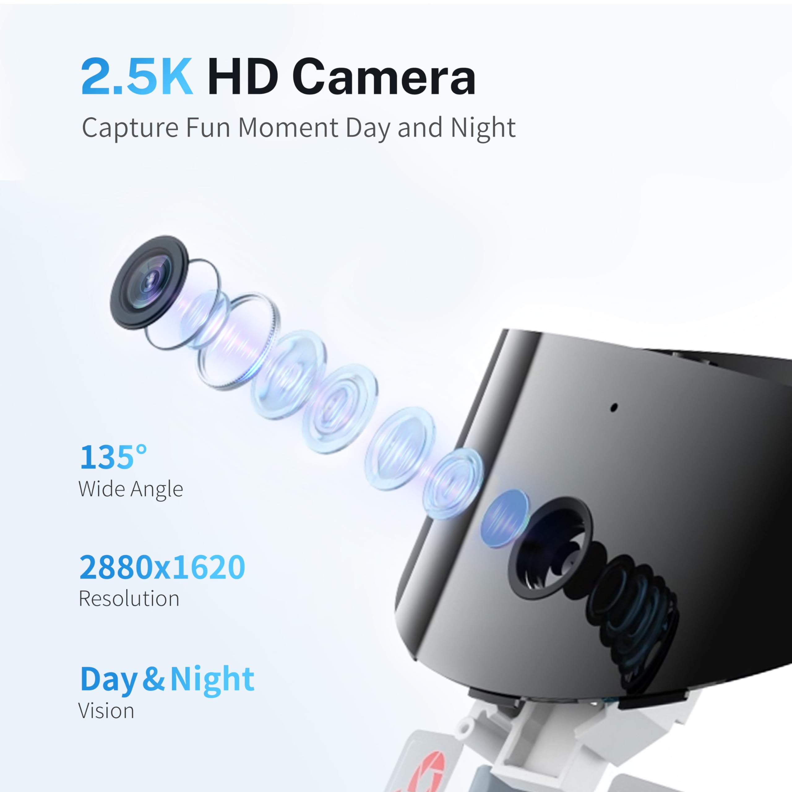 Enabot Ebo Rola Petpal 2.5K Camera Robot: Movable Wifi Qhd Cam, Indoor Smart Home Security, Night Vision, 2 Way Audio, Remote Ap