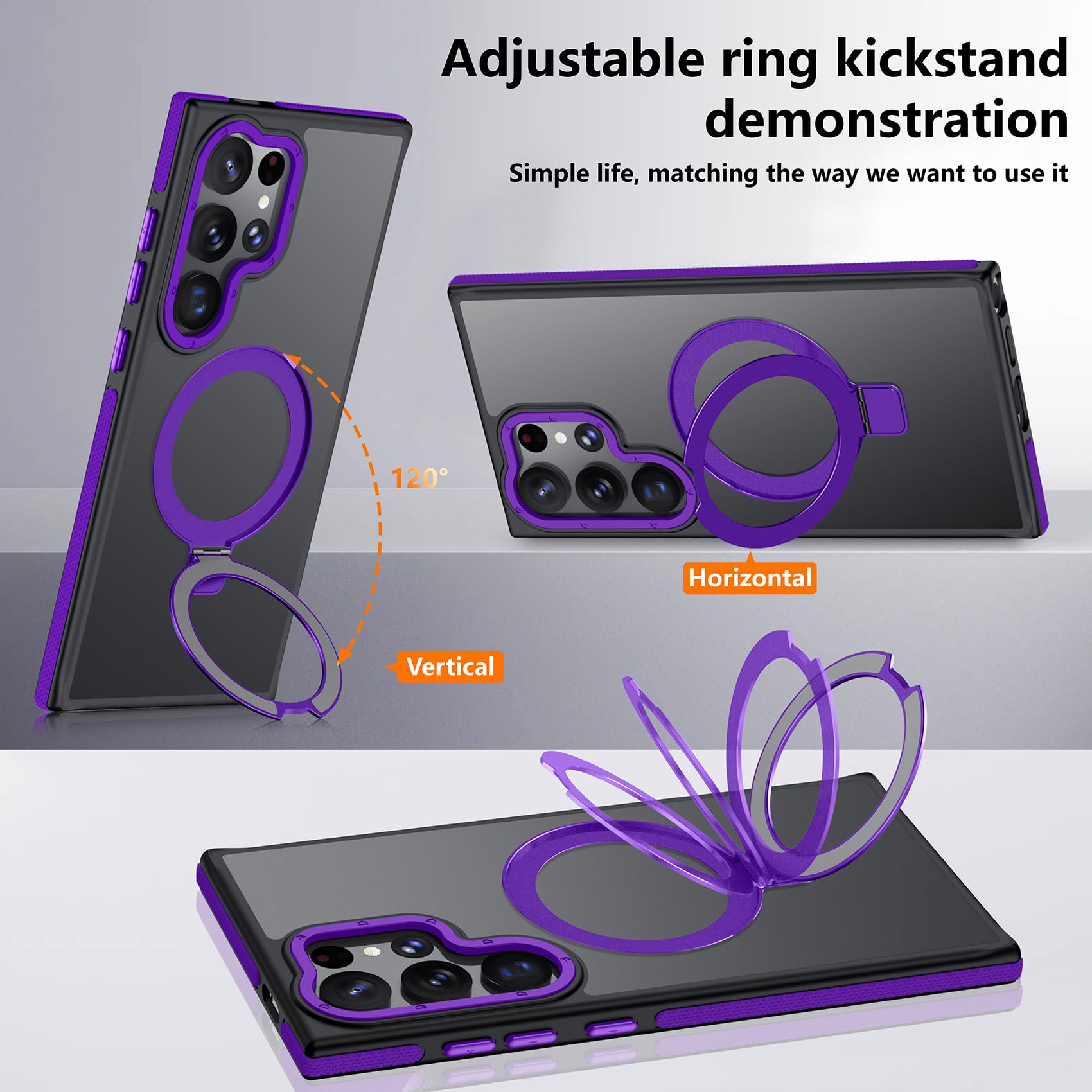 Mondelete For Samsung Galaxy S23 Ultra Case, Magnetic Adjustable Ring Stand [Fit For Magsafe], [Military-Grade Shockproof Protec
