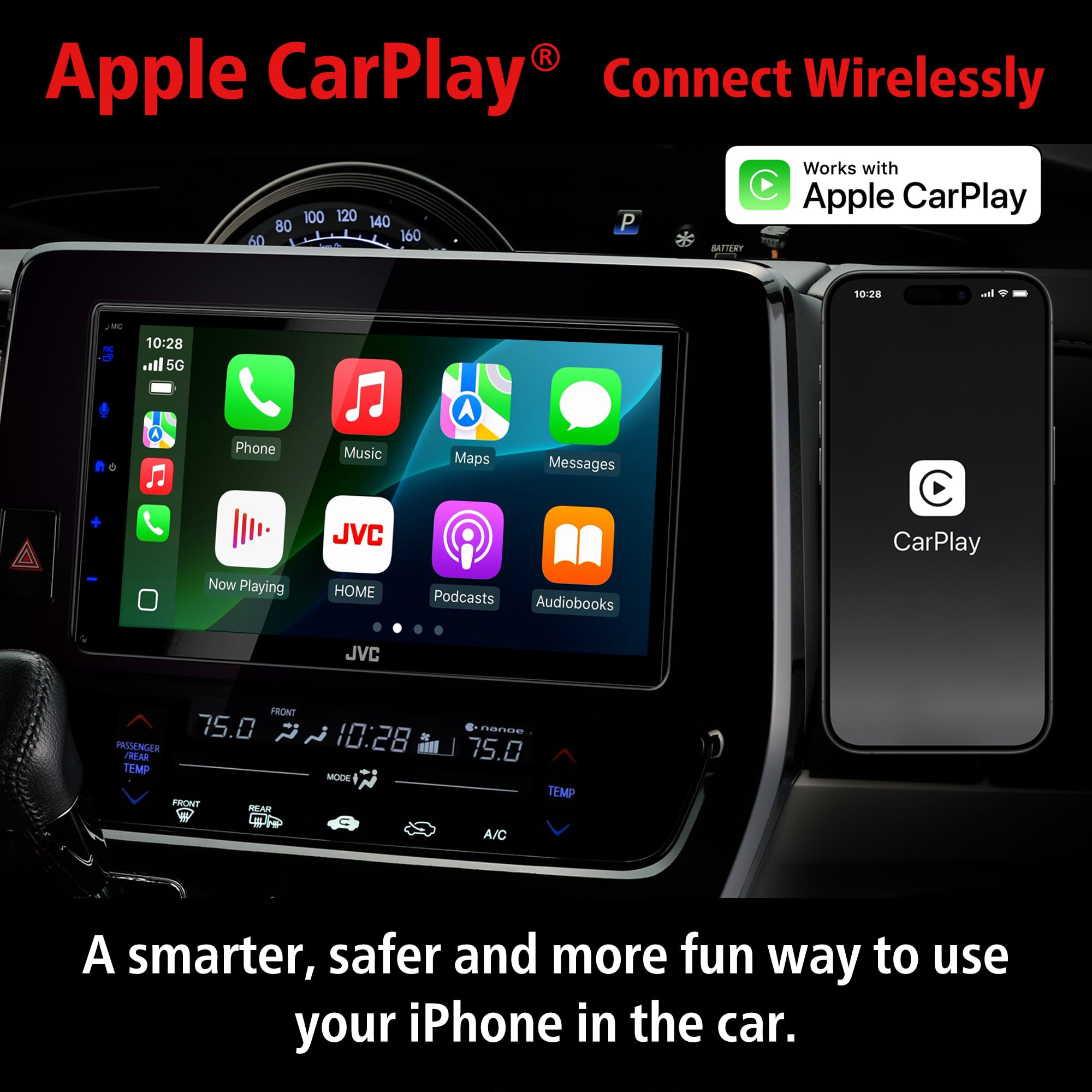 Jvc Kw-M690Bw 6.8'' Capacitive Touchscreen Car Stereo - Wireless Apple Carplay & Android Auto, Bluetooth, Usb Mirroring, 13-Band