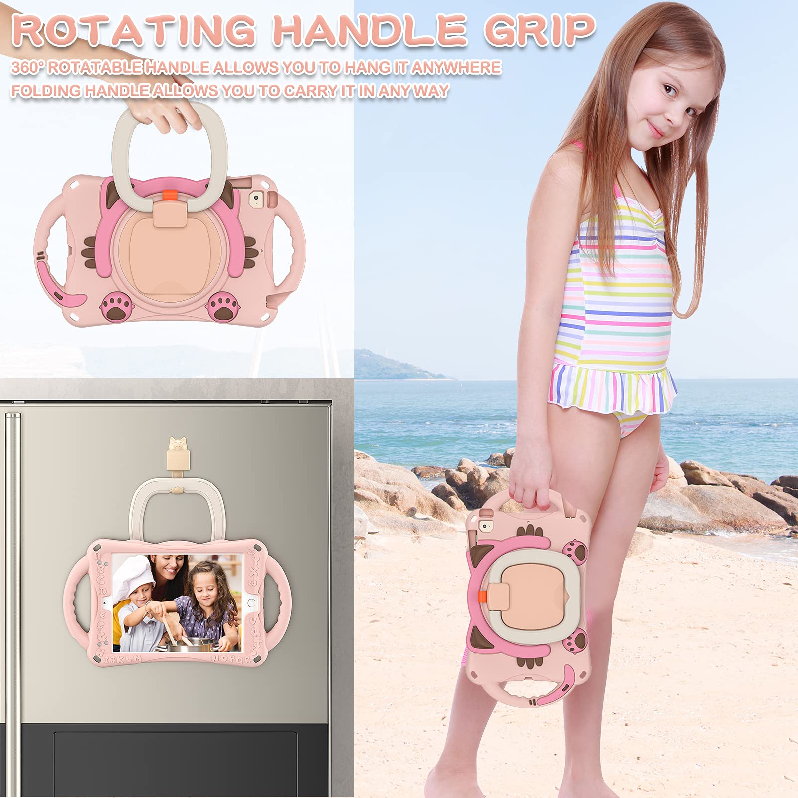 Batyue Case For Ipad Mini 5/4/3/2/1, Ipad Mini Case For Kids With Rotating Stand/Pencil Holder/Carrying Strap, Non Toxic & Eco F