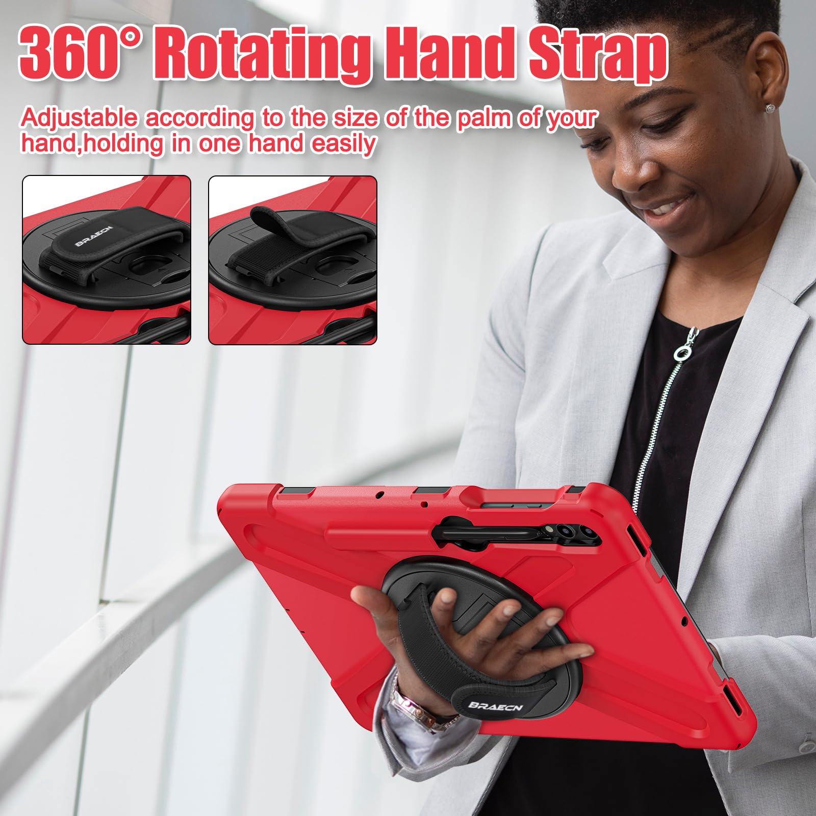 Braecnstock For Samsung Galaxy Tab S9 Fe+ Plus/ S9+ Plus/ S8+ Plus/ S7 Fe/ S7+ Plus 5G Tablet Case 12.4 Inch Silicone Shockproof