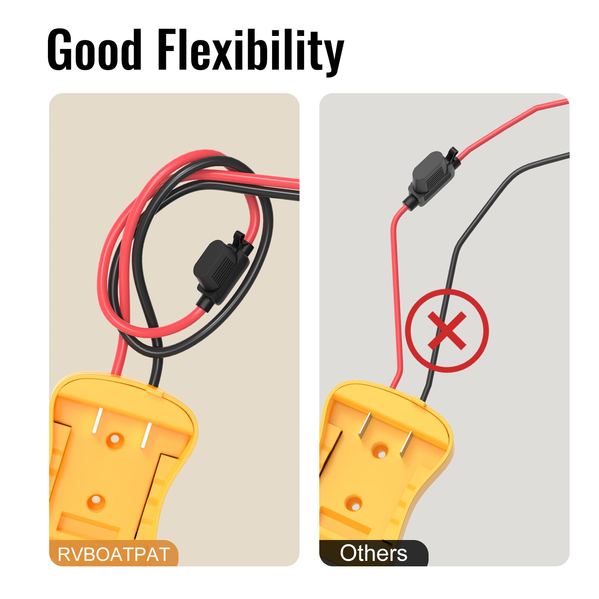 Rvboatpat 2Pcs 20V Battery Adapter For Power Wheel Battery Adapter Battery Converter Kit 12 Awg Wire With Fuses And Connectors F