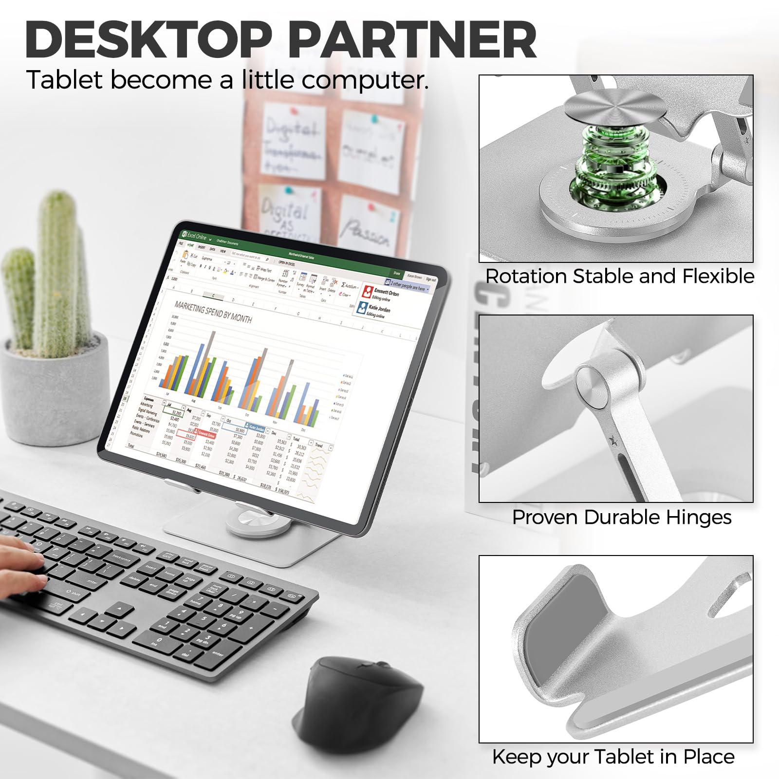 Swagkind Tablet Stand For Desk, Adjustable Monitor Stand With 360 Rotating Base, Portable Tablet Stand Holder For Ipad Pro, Gala