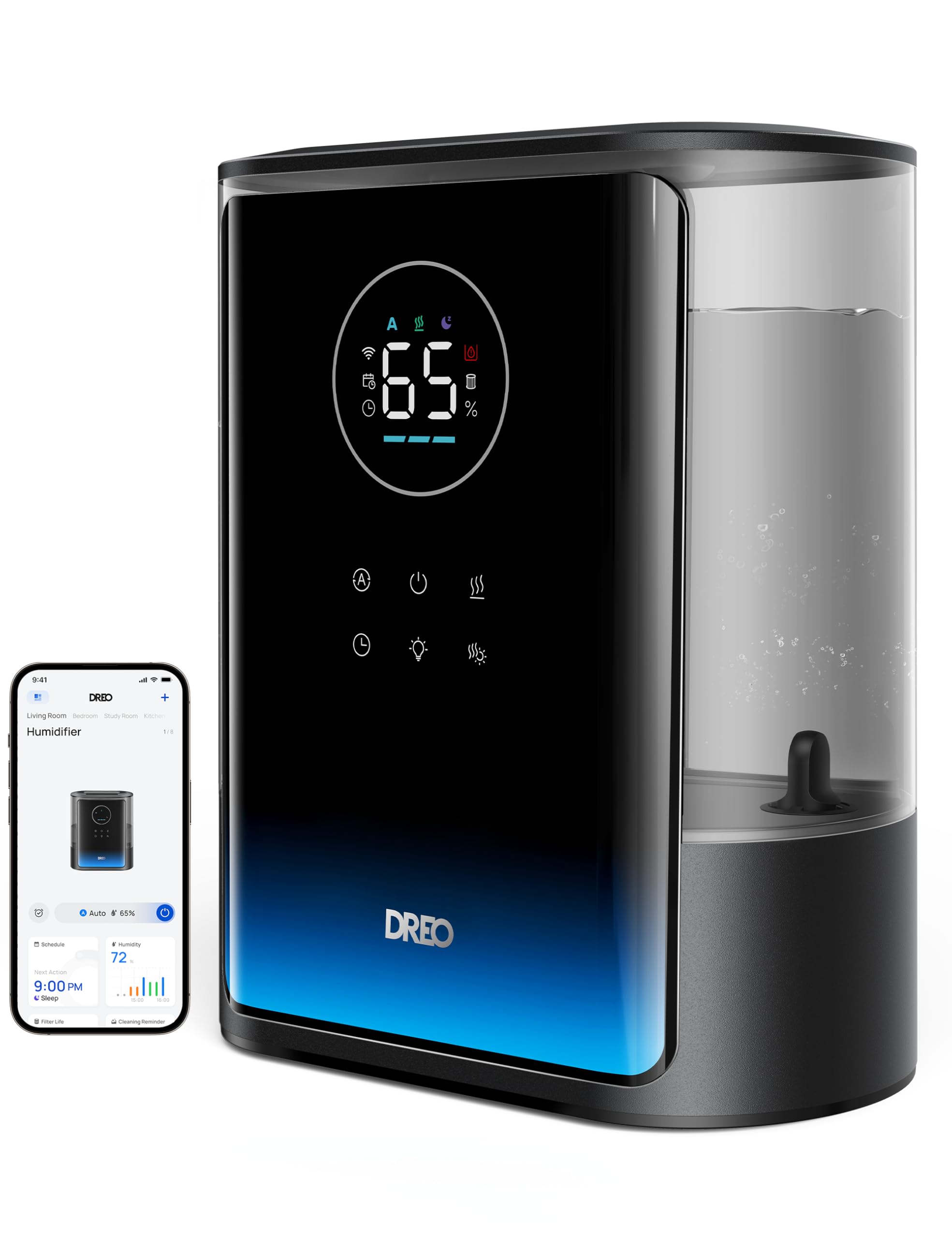 Dreo 8L Smart Humidifiers for Bedroom 600ft, 80H Runtime Warm&Cool Supersized Mist Humidifier for Large Room Indoor, Quiet Whole