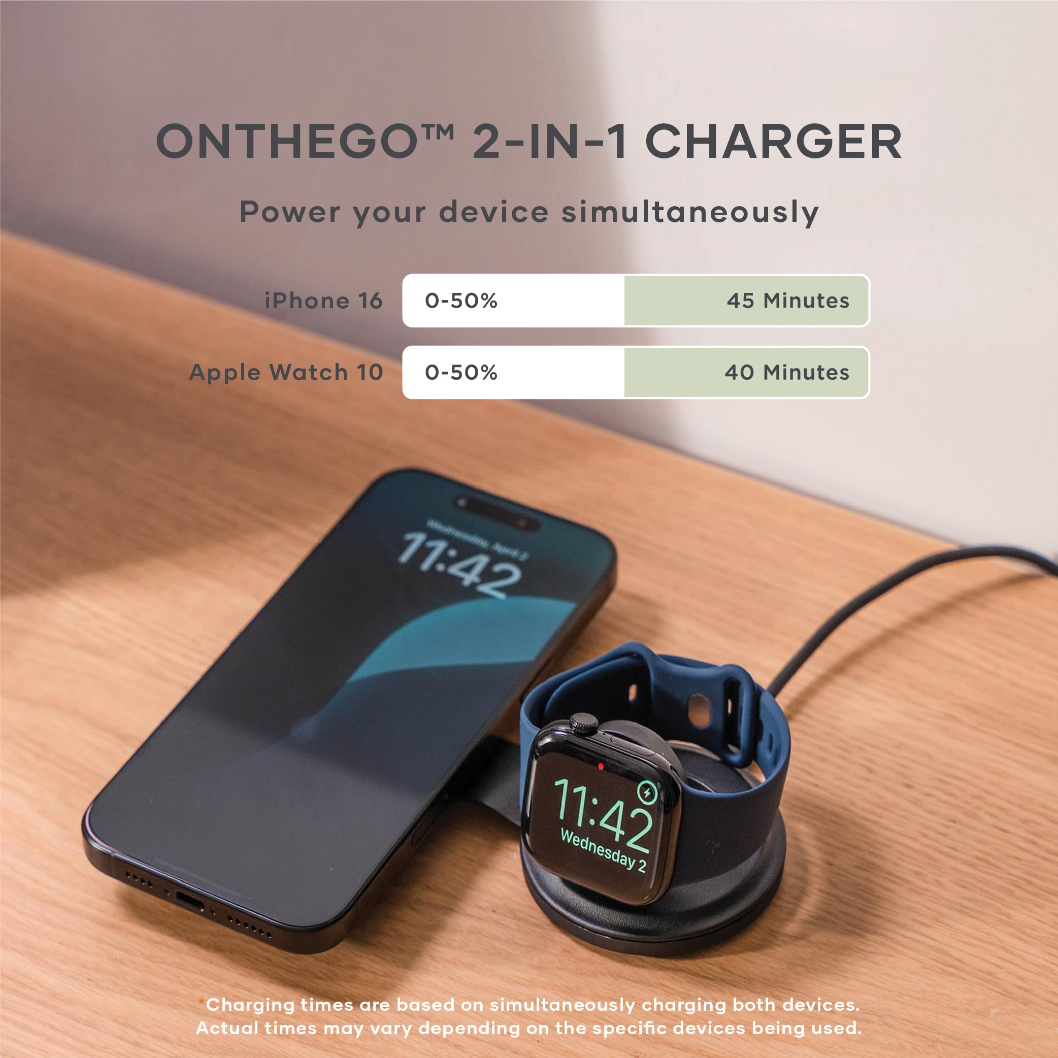 Satechi Onthego 2 In 1 Wireless Charger, Qi2 Portable Charger With 15W Fast Charging For Iphone And 5W For Apple Watch, Magnetic