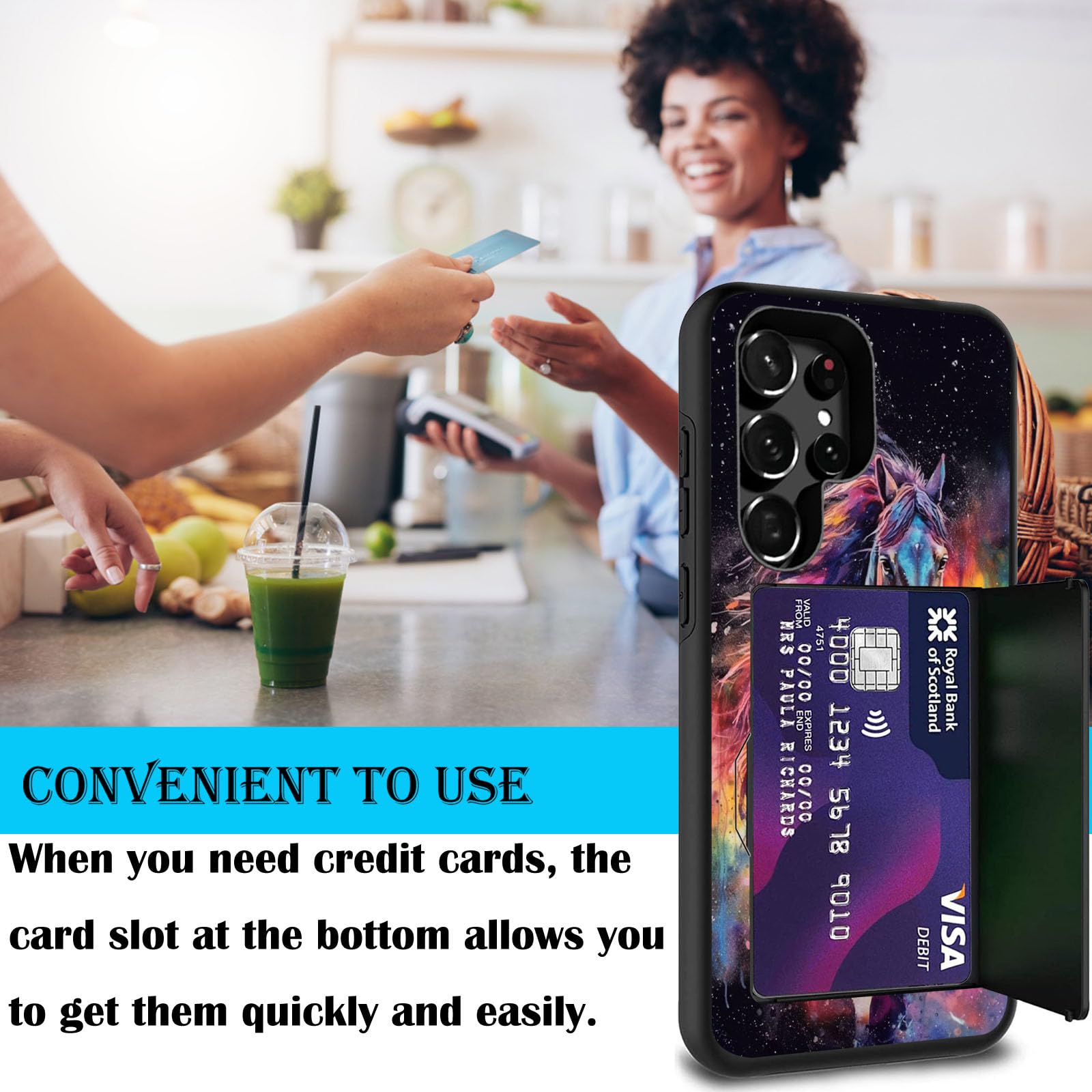 Fgdrfgrw Designed For Galaxy S24 Ultra Card Holder Credit Card Wallets Case,Dual Layer Hybrid Shockproof Drop Protection With Ki