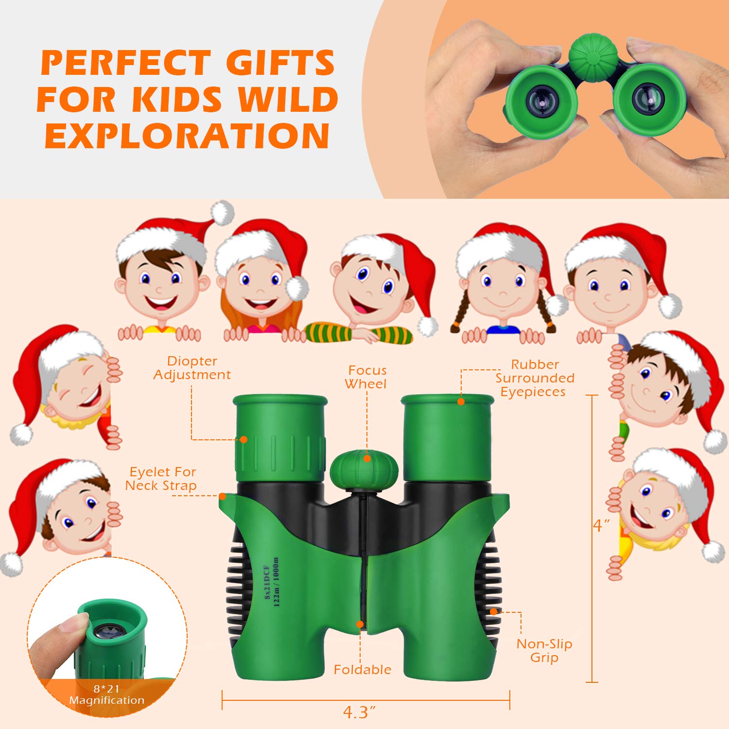 Compact Mini Binoculars For Kids   8X21 Zoom Kids Binoculars Toy Gift Shock Proof For 3 4 5 6 7 8 9 10 11 12 13 Years Old Boys G