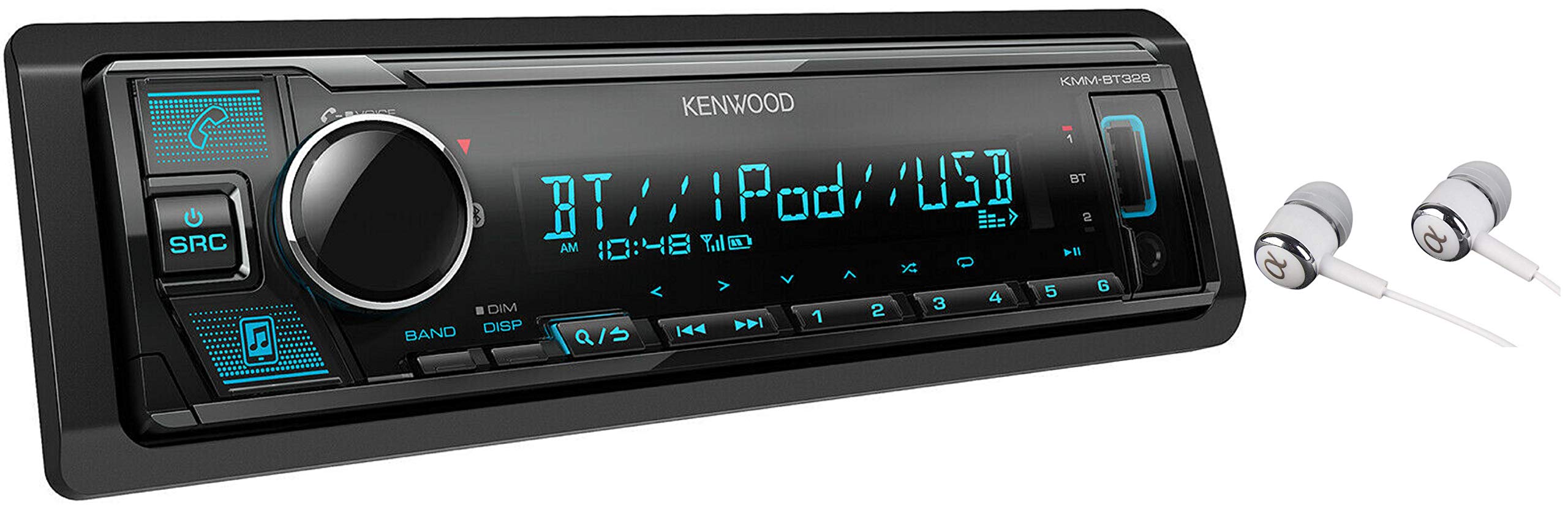 Kenwood Bluetooth Usb Mp3 Wma Am/Fm Digital Media Player Dual Phone Connection Pandora Car Stereo Receiver/Free Alphasonik Earbu