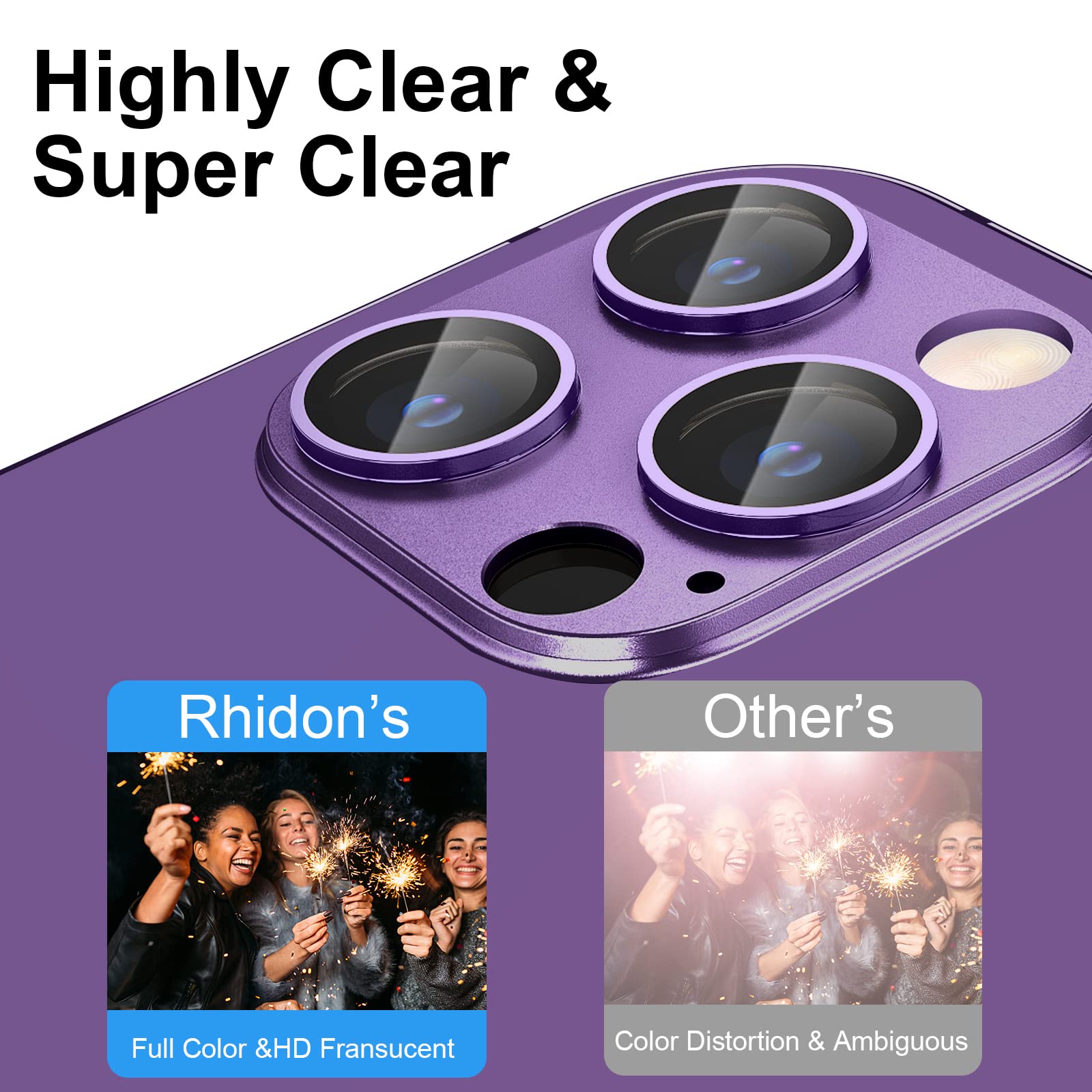 Rhidon For Iphone 14 Pro/Iphone 14 Pro Max Camera Lens Protector, Hd Tempered Metal Glass Cover Screen Protector Film Accessorie