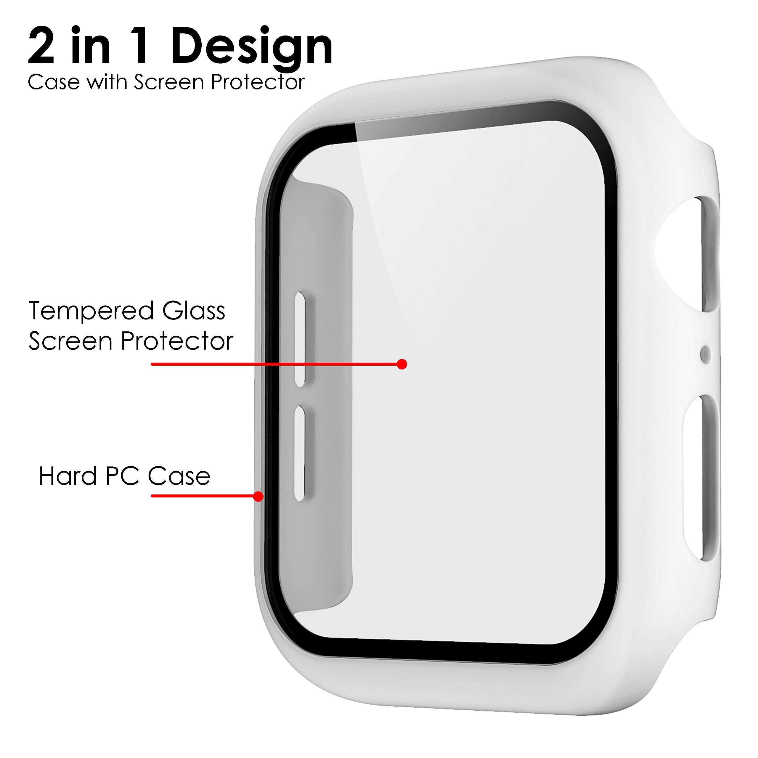 Pokanic [2 Pack Compatible With Apple Watch 3 2 1 Series Iwatch 9H Tempered Glass Case Full Body Screen Protector Cover Wireless