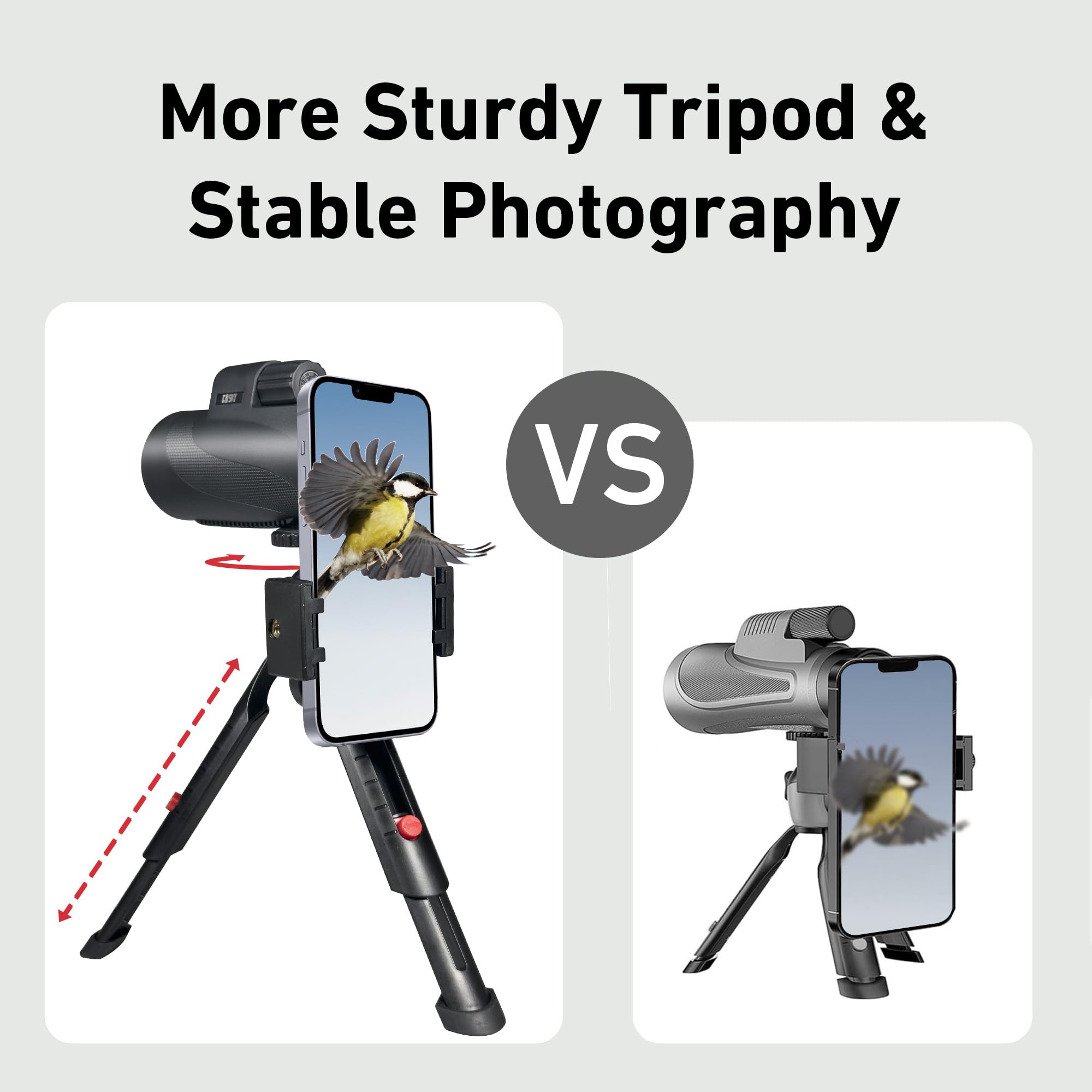 Goksy 15X52 Hd Monocular For Adults High Powered With Phone Adapter And Tripod, Monocular Compact With Bak4 Prism & Fmc Lens, Mo