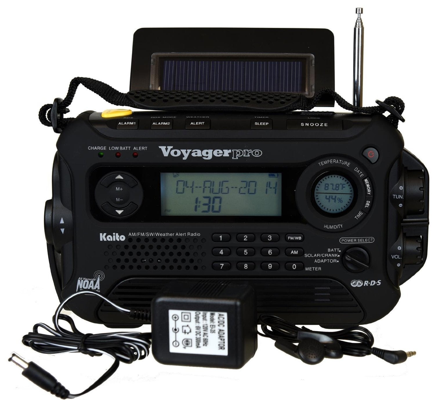 Kaito Voyager Pro Ka600 Digital Solar Dynamo Hand Crank Am/Fm/Lw/Sw & Noaa Weather Emergency Radio With Flashlight, Reading Lamp