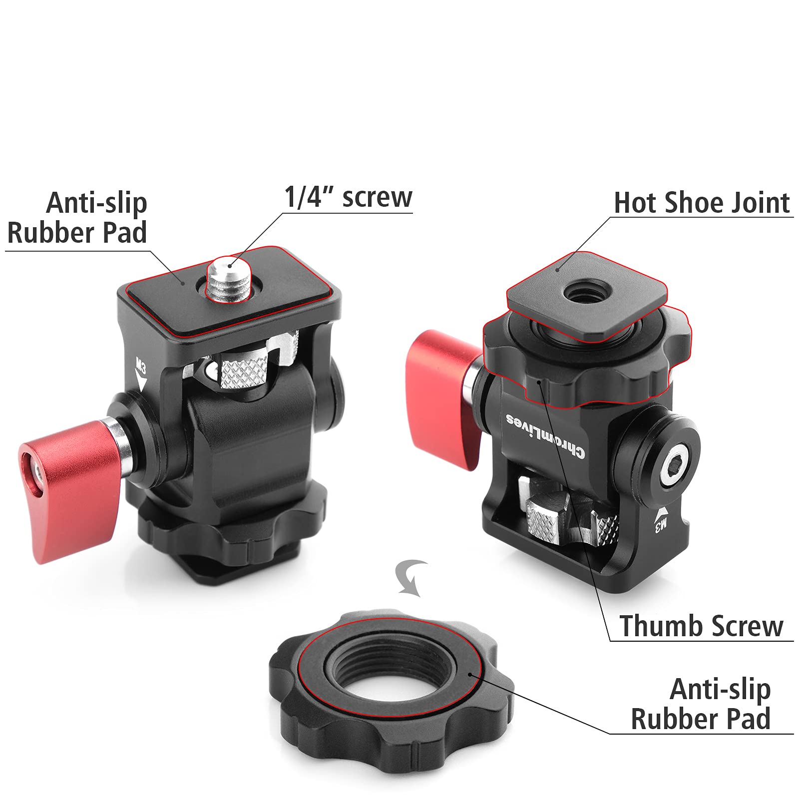Field Monitor Mount Holder,Chromlives Swivel And Tilt Adjustable Camera Monitor Holder Mount With Cold Shoe For 5/7 Inch Monitor