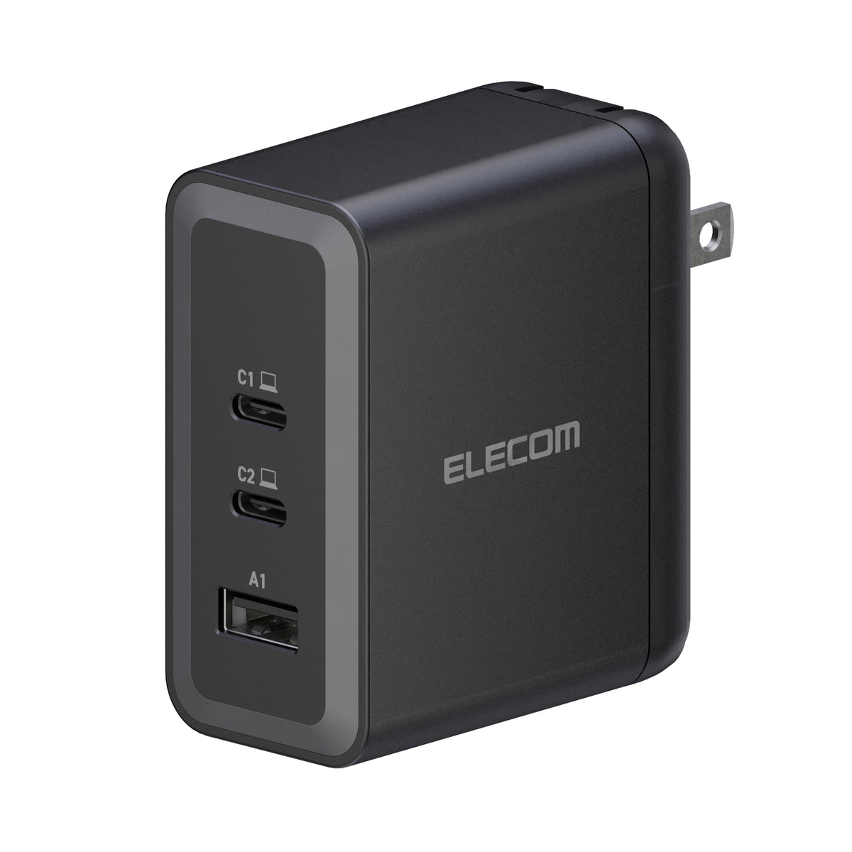 Elecom 100W Usb C Wall Charger Block, 3 Multi Port Gan Ii Smart Pd, Ultra-Fast Charging, Compact Power Adapter For Multiple Devi