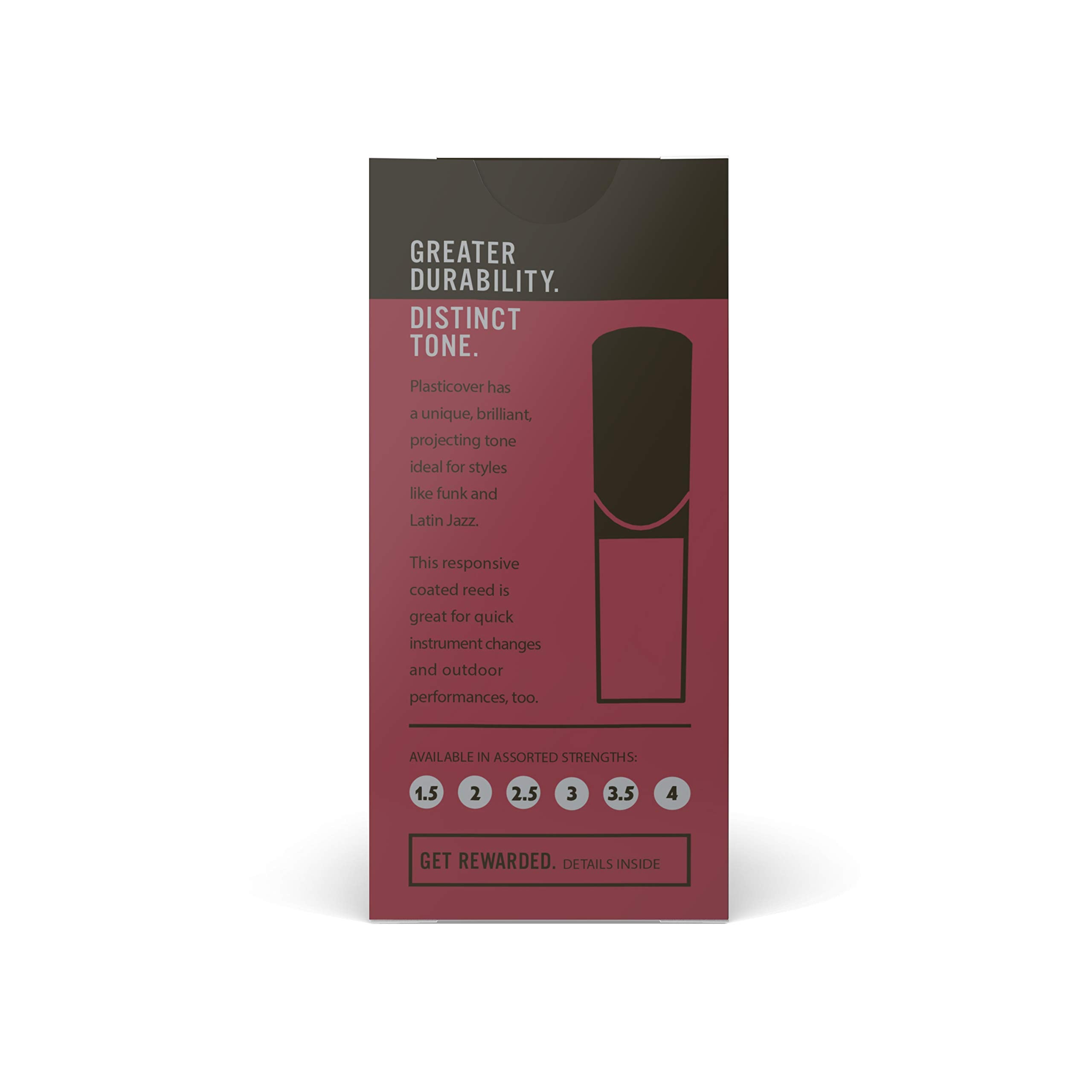 Daddario Woodwinds Plasticover Soprano Sax Reeds, Strength 1.5, 5-Pack