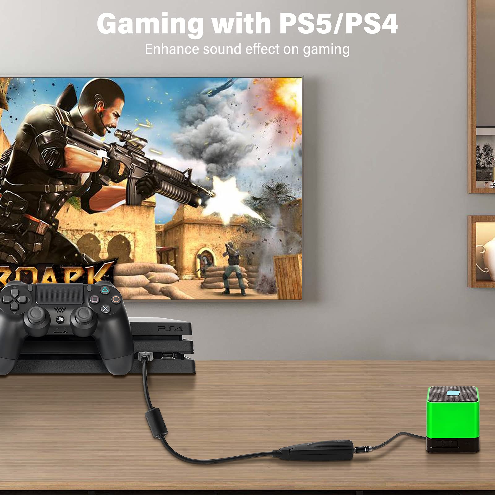 Saisn Usb Stereo Sound Card, Usb 7.1 External Audio Sound Adapter Card 5Hv2 Channel Converter To 3.5Mm Headphone Microphone Jack