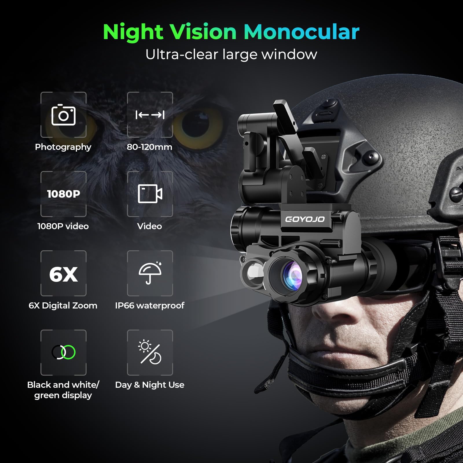 Digital Night Vision Goggles Monocular For Adults, Helmet Mounted Hd Night Vision Scope With Photo And Video Shooting, Nvg Visua