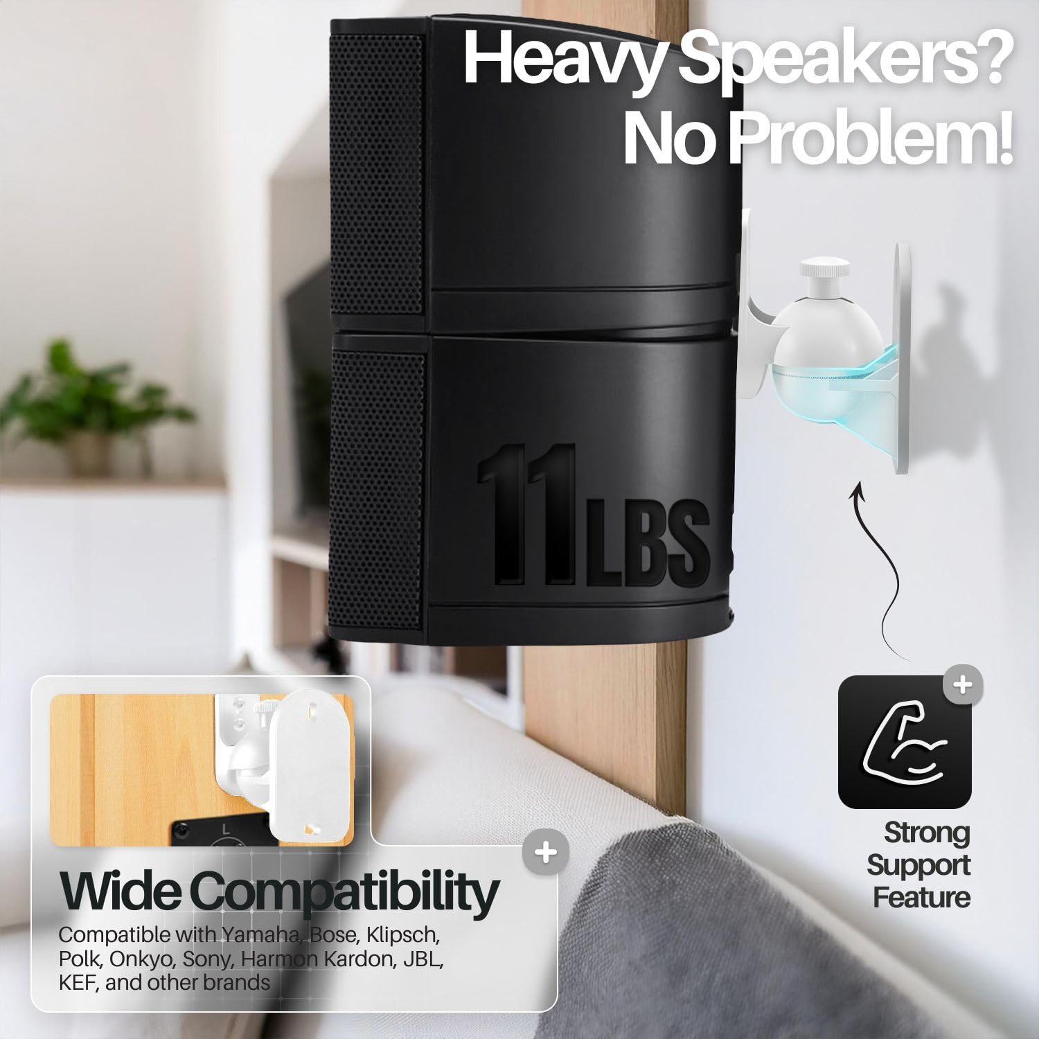 Tnp Universal Satellite Speaker Wall Mount Bracket Ceiling Mount Clamp With Adjustable Swivel And Tilt Angle Rotation For Home T