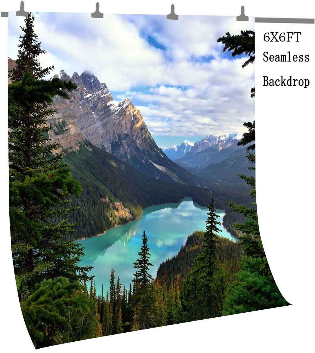 St 6X6Ft Blue Sky And White Clouds Photography Backdrop Green Mountain And Forest With Lake Background For Personal Party Backdrop Or Youtube Background Props St660161
