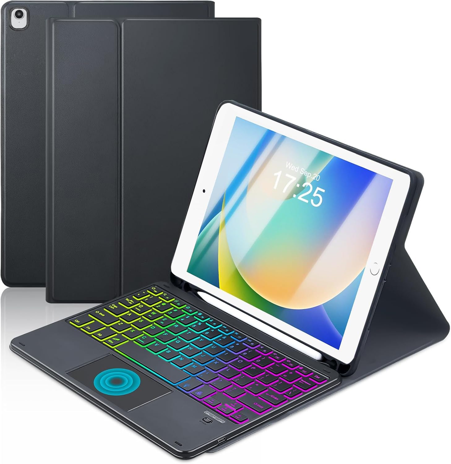 MePadKey Touchpad Keyboard Case for 9th /8th/7th Generation 10.2 inch/Pro 10.5/Air 3rd Gen, 7-Color Rainbow Backlight Type-C Cha