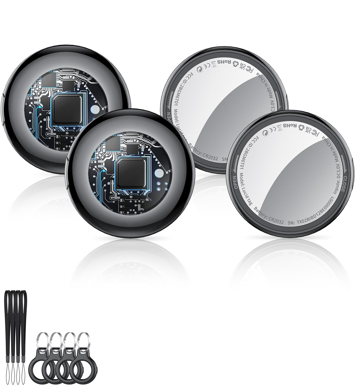 2025 New [Apple MFi Certified] (iOS Only) Air Tracker Tags-4 Pack, Bluetooth Tracker for Apple Find My, Replaceable Battery, Key