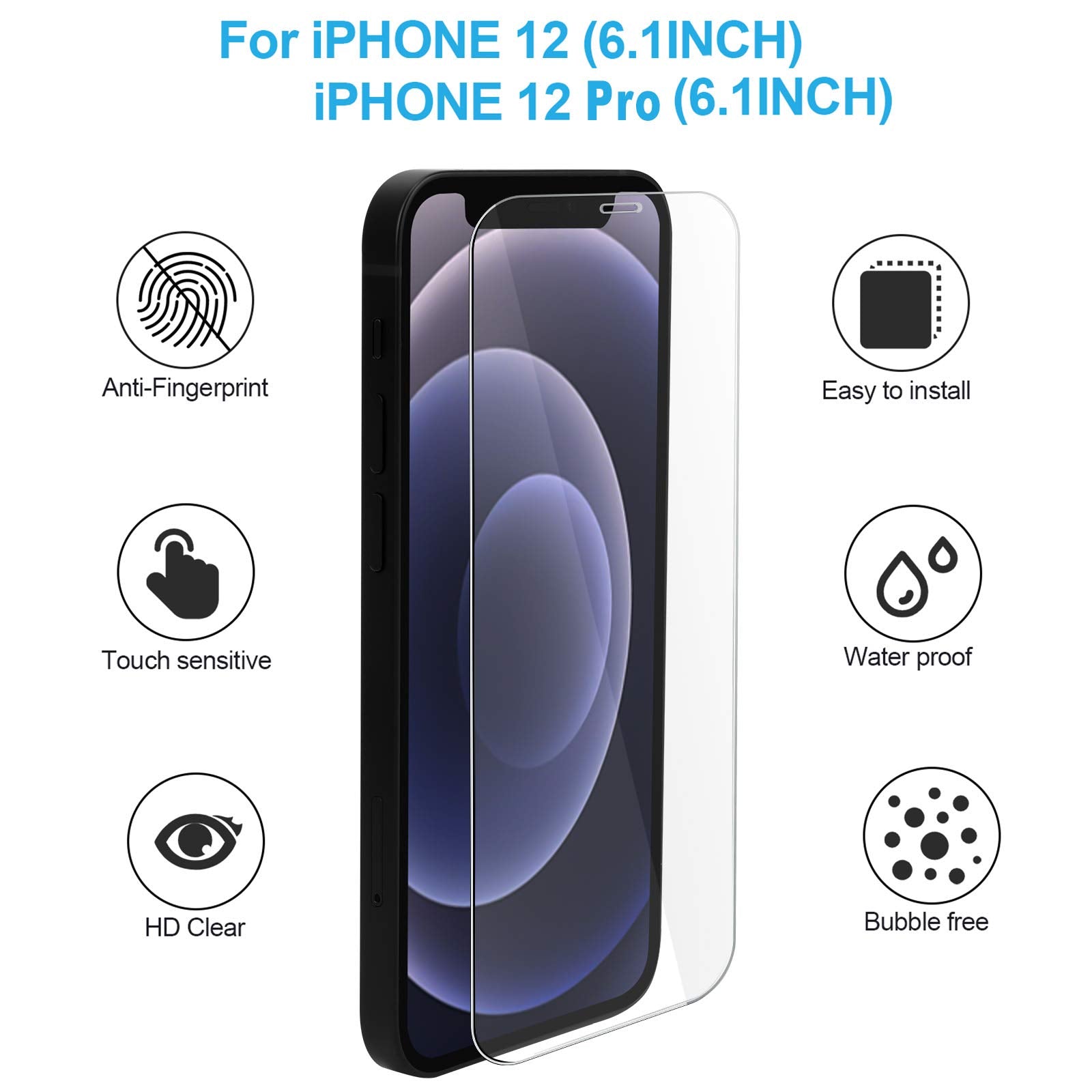 (4 Pack) Tempered Glass Screen Protectors For Iphone 12 Mini 5.4 Inch With Back Covers, Akwox 9H Front Screen Protector And Back