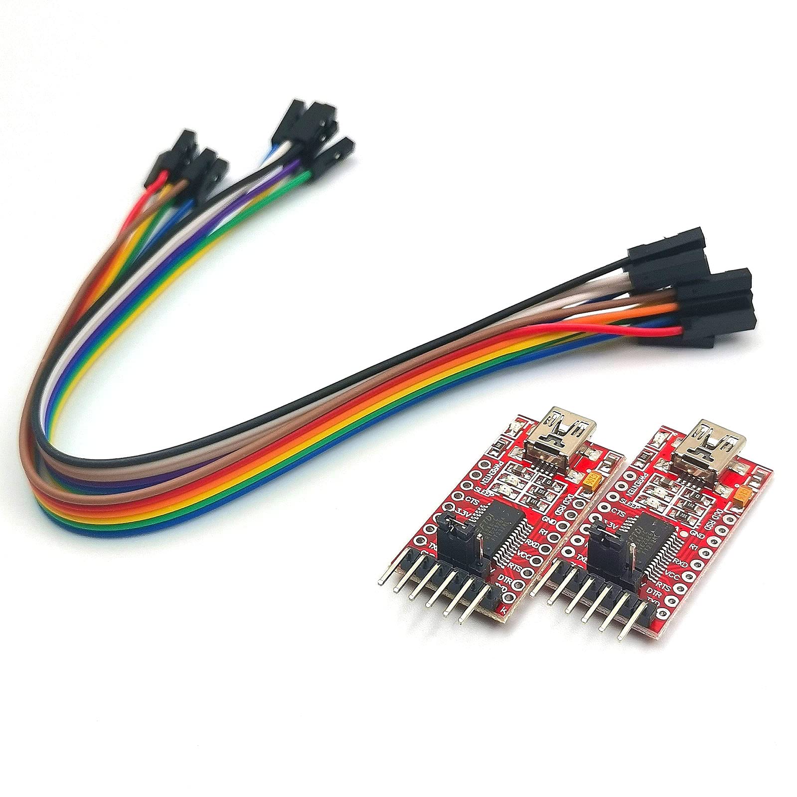 Fainwan 2Pcs Ft232Rl Ftdi Mini Usb To Ttl Serial Converter Adapter, 3.3V/5.5V, Supports Win95/98/98Se/Me/2000/Xp/Win7 32Bit/64Bi