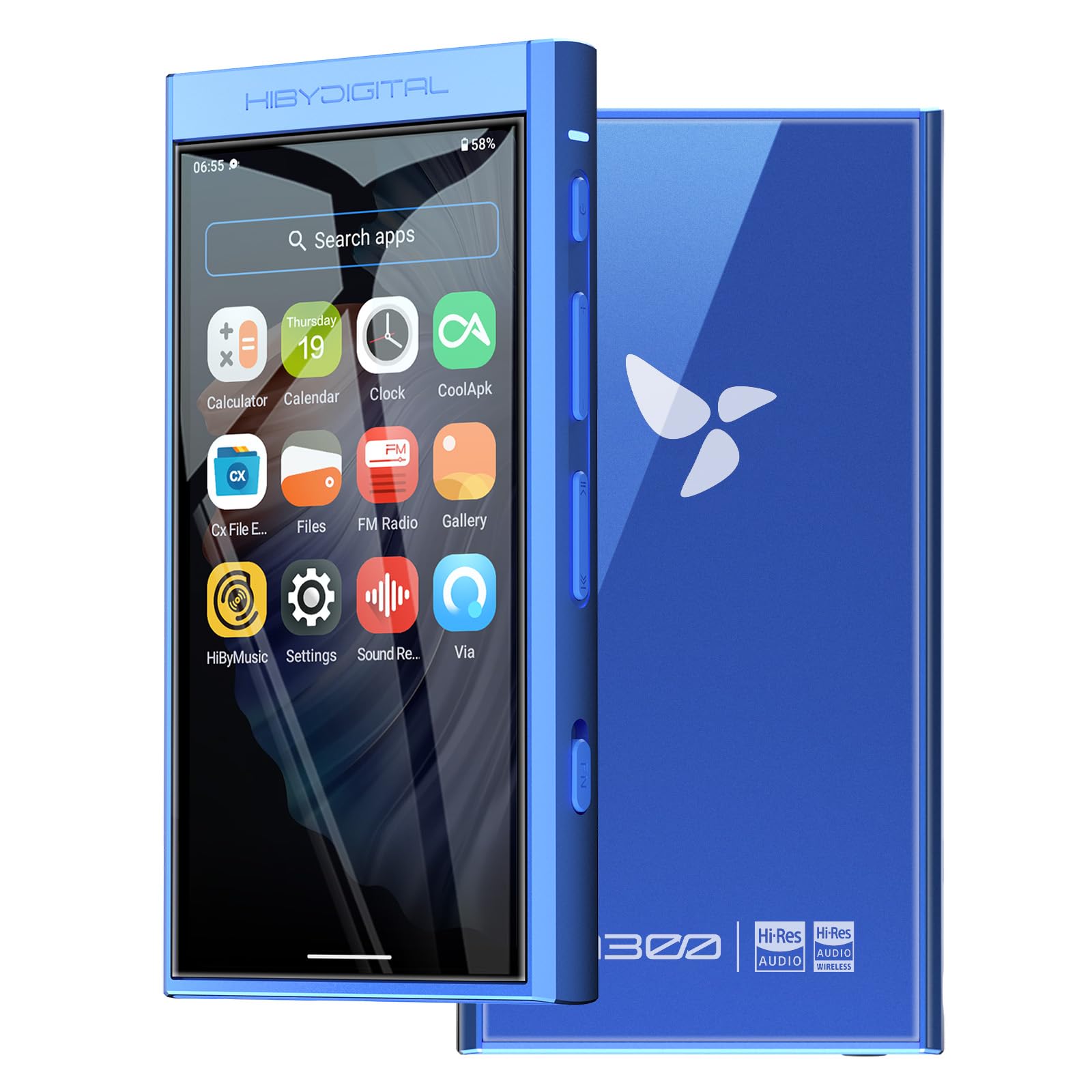 Hiby Digital M300 Music Player With Speaker Built In Android 13 Os Bluetooth Wifi And Fm Supports Pcm768K Dsd256 32G Blue