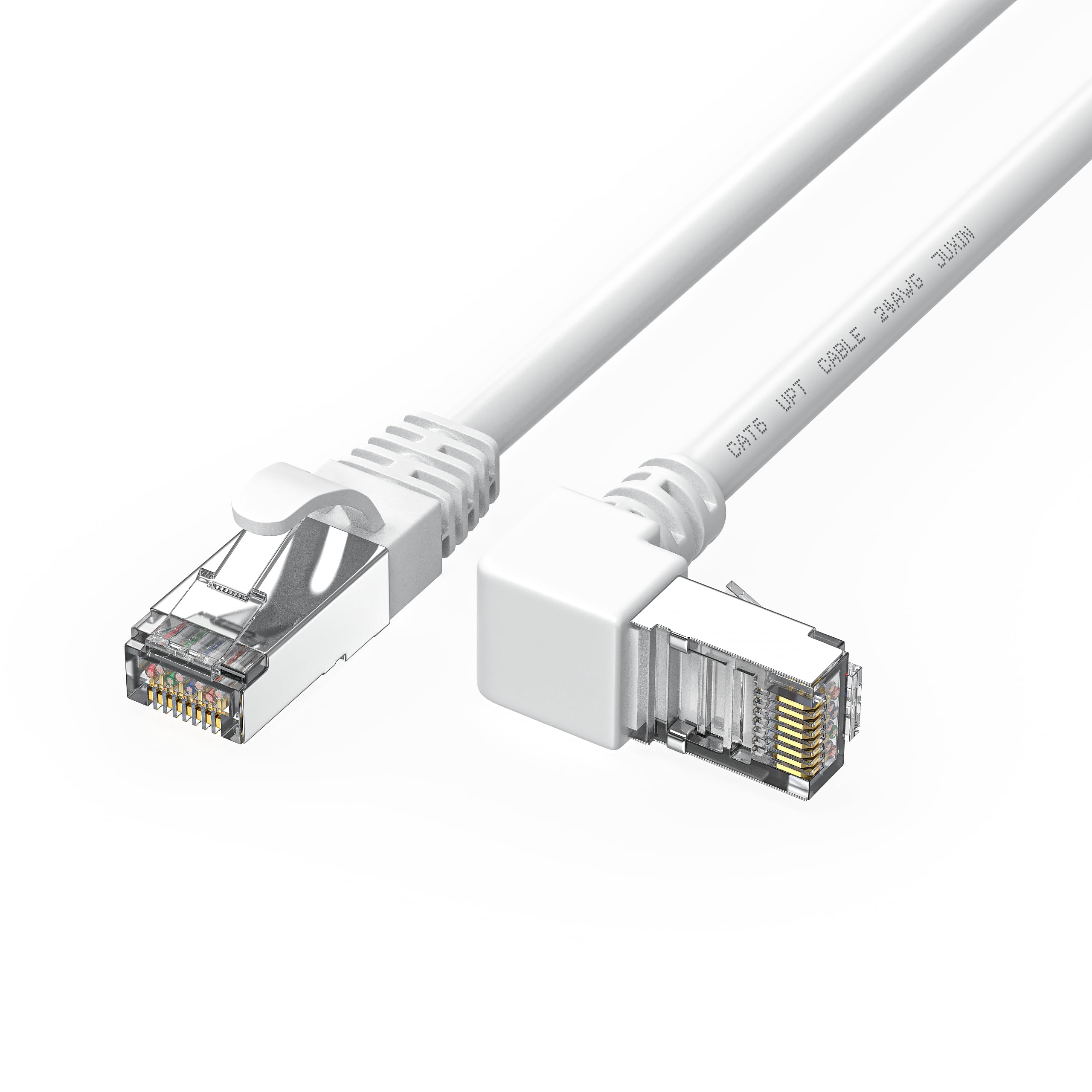 Juxinice 90 Degree Ethernet Patch Internet Cable 6 Foot, White Cat6 Ethernet Cable Right Angle Upward Angle, Cat 6 Lan Network C