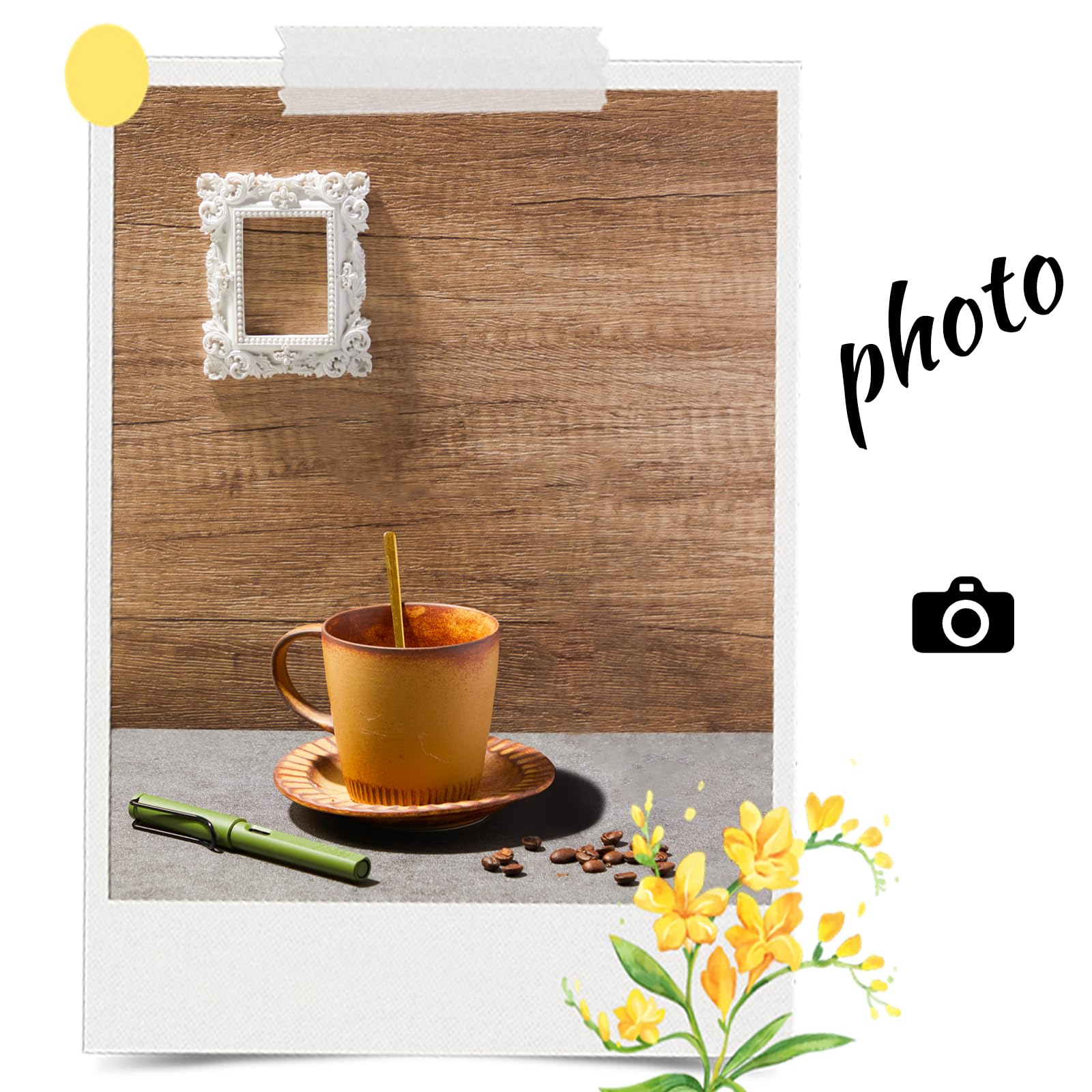 Eoajafou 2Pcs Double Sided Photography Backdrop Boards With 2 Brackets, 16X16 Inch For Food Jewelry Shooting, Marble Wooden Gray