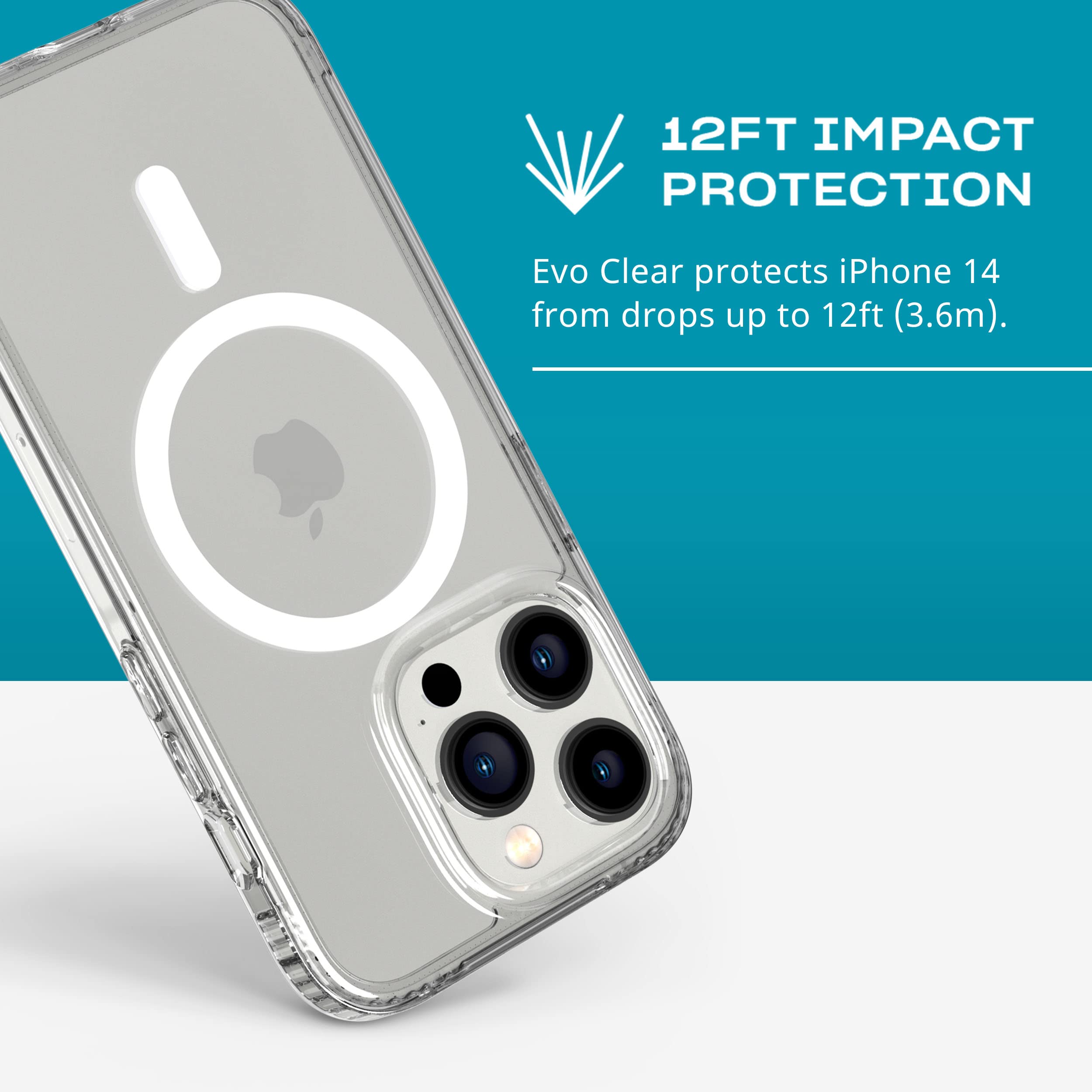 Tech21 Iphone 14 Pro Evo Clear Compatible With Magsafe - Scratch-Resistant, Shock-Absorbing Clear Phone Case With 12Ft Multi-Dro